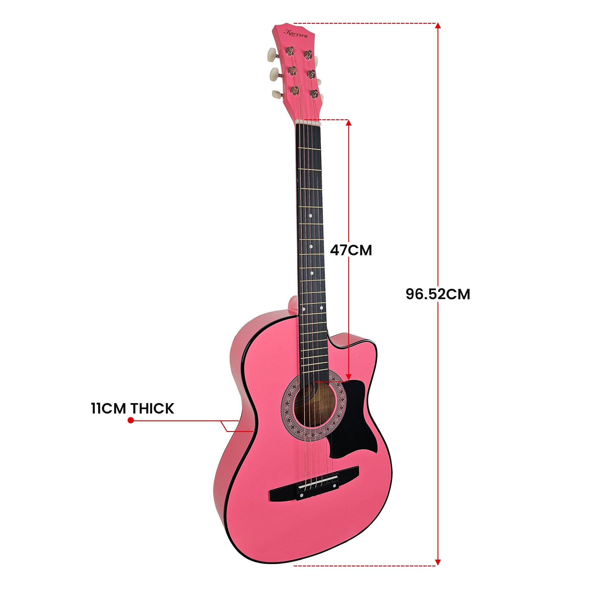 Karrera 38in Cutaway Acoustic Guitar with guitar bag - Pink