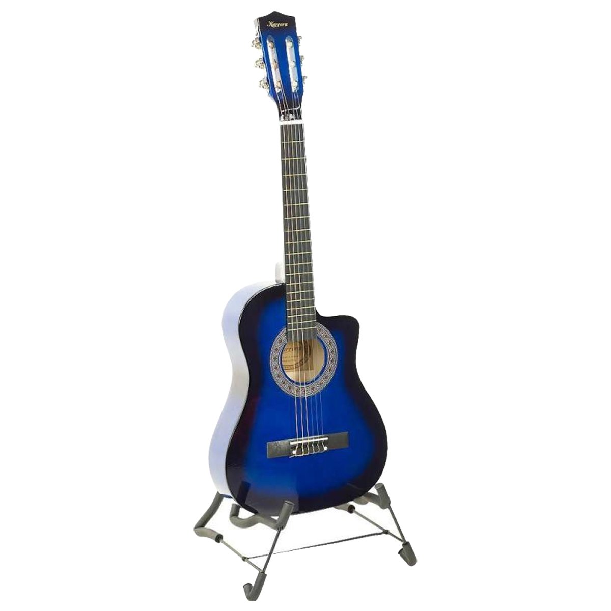 Karrera 38in Pro Cutaway Acoustic Guitar with Bag Strings - Blue Burst - SILBERSHELL