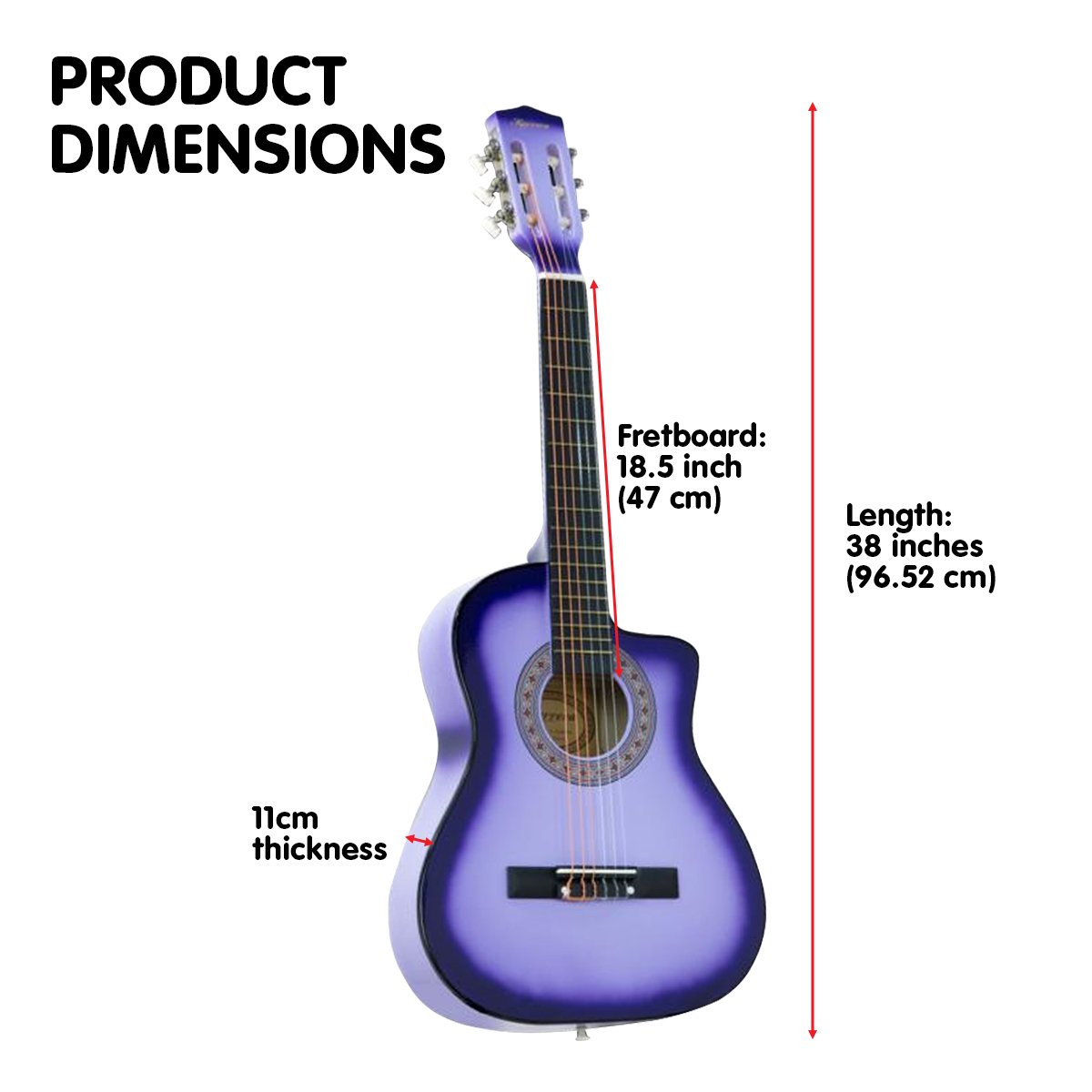 Karrera 38in Pro Cutaway Acoustic Guitar with guitar bag - Purple Burst - SILBERSHELL