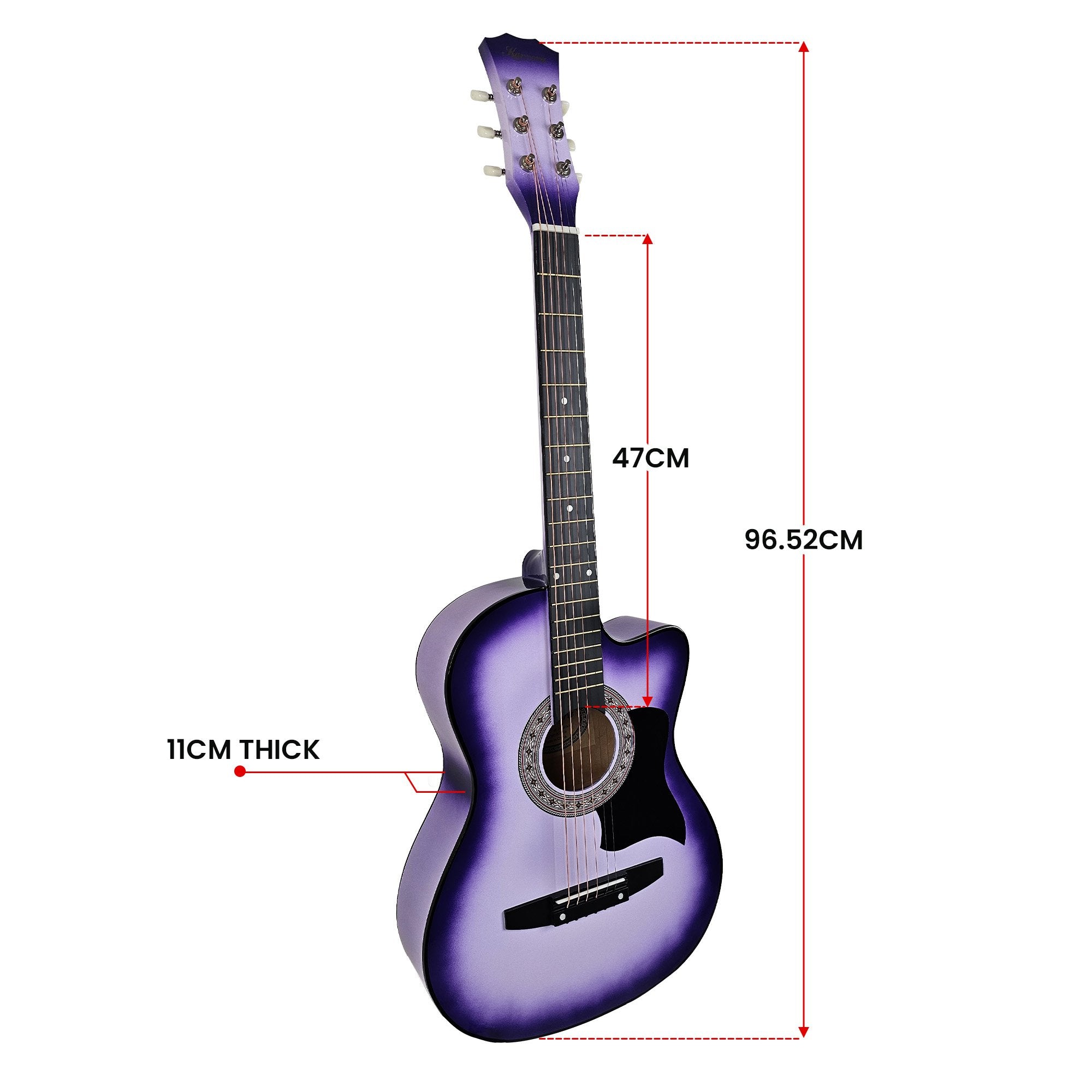 Karrera 38in Cutaway Acoustic Guitar with guitar bag - Purple Burst