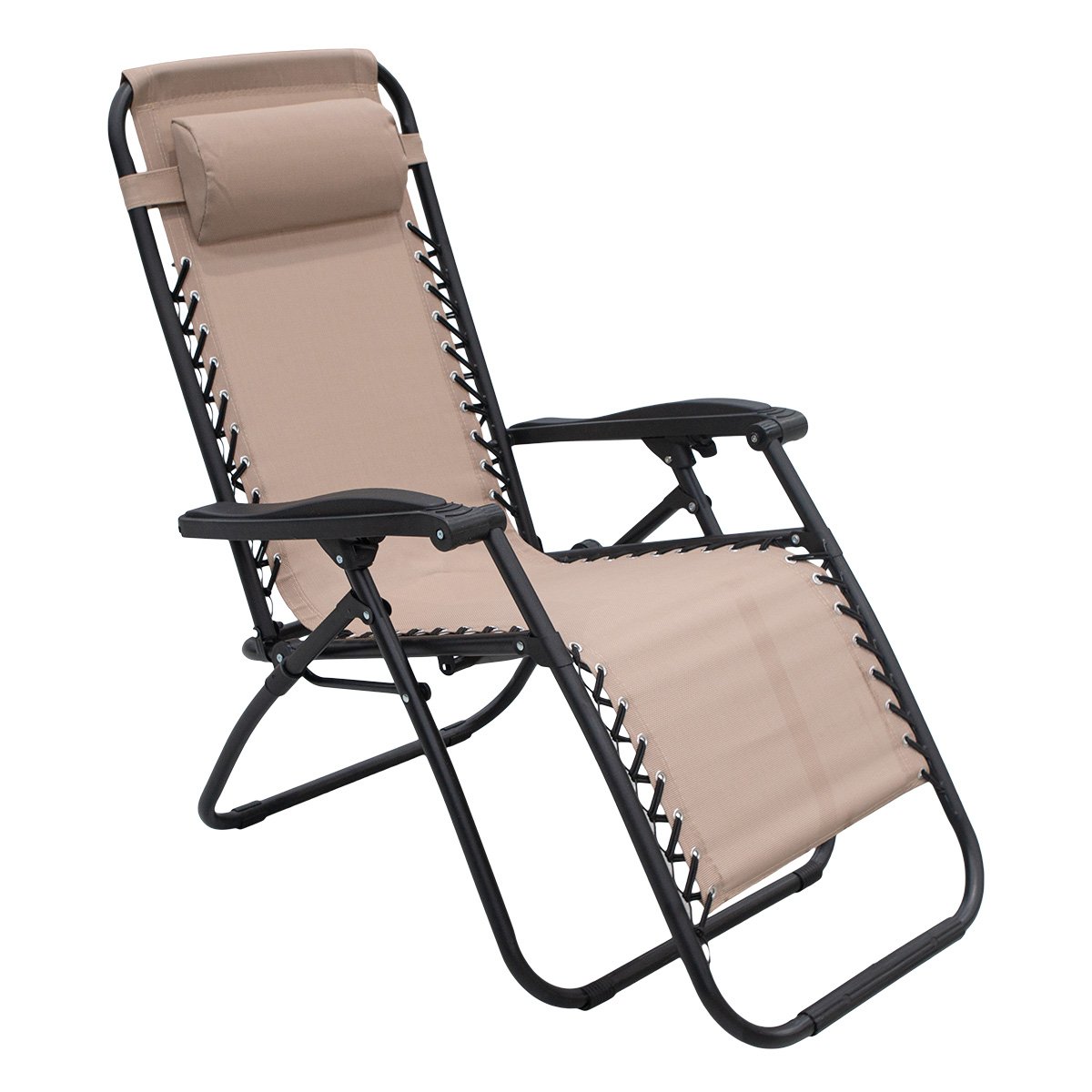 Wallaroo Zero Gravity Reclining Deck Lounge Sun Beach Chair Outdoor Folding Camping - Beige - SILBERSHELL