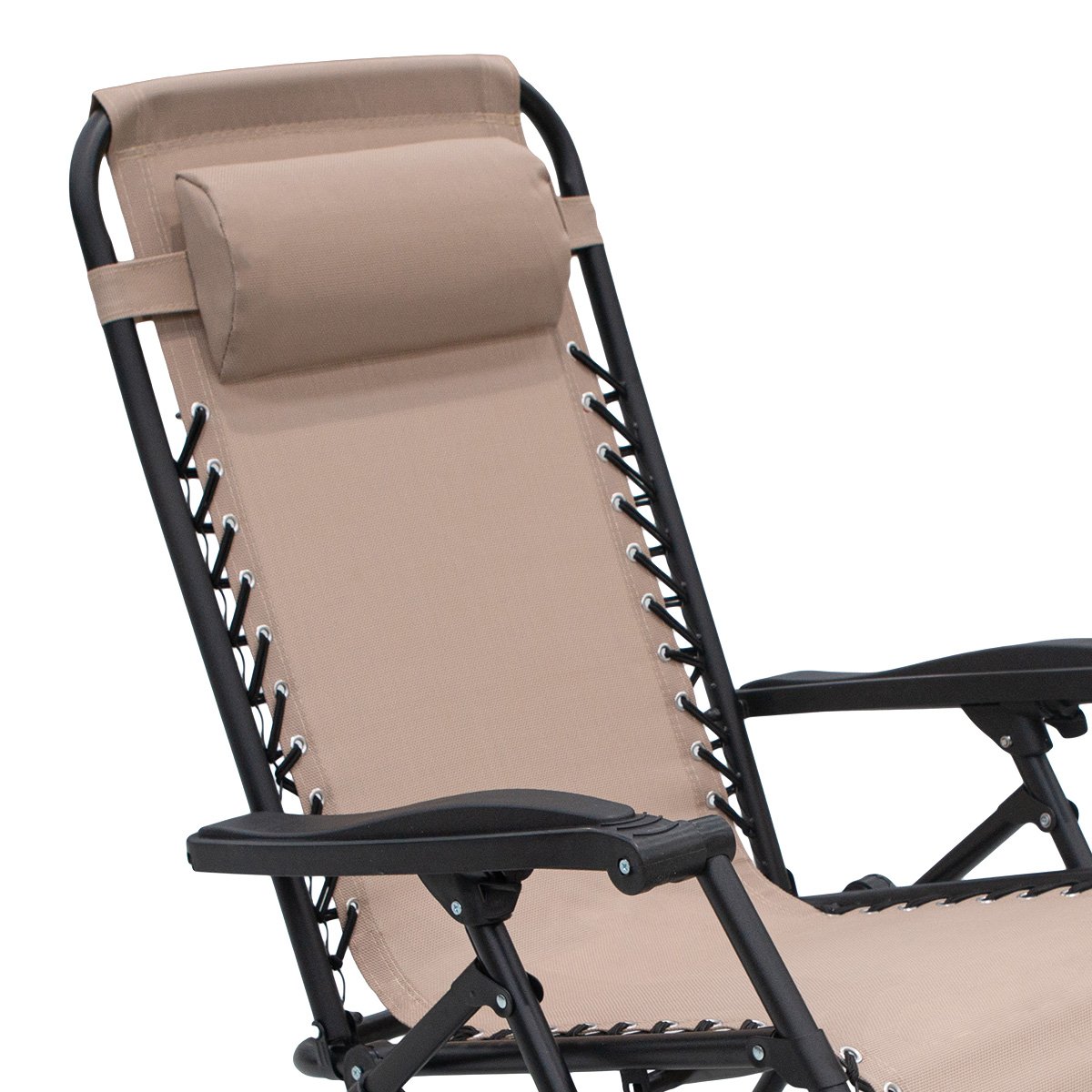 Wallaroo Zero Gravity Reclining Deck Lounge Sun Beach Chair Outdoor Folding Camping - Beige - SILBERSHELL