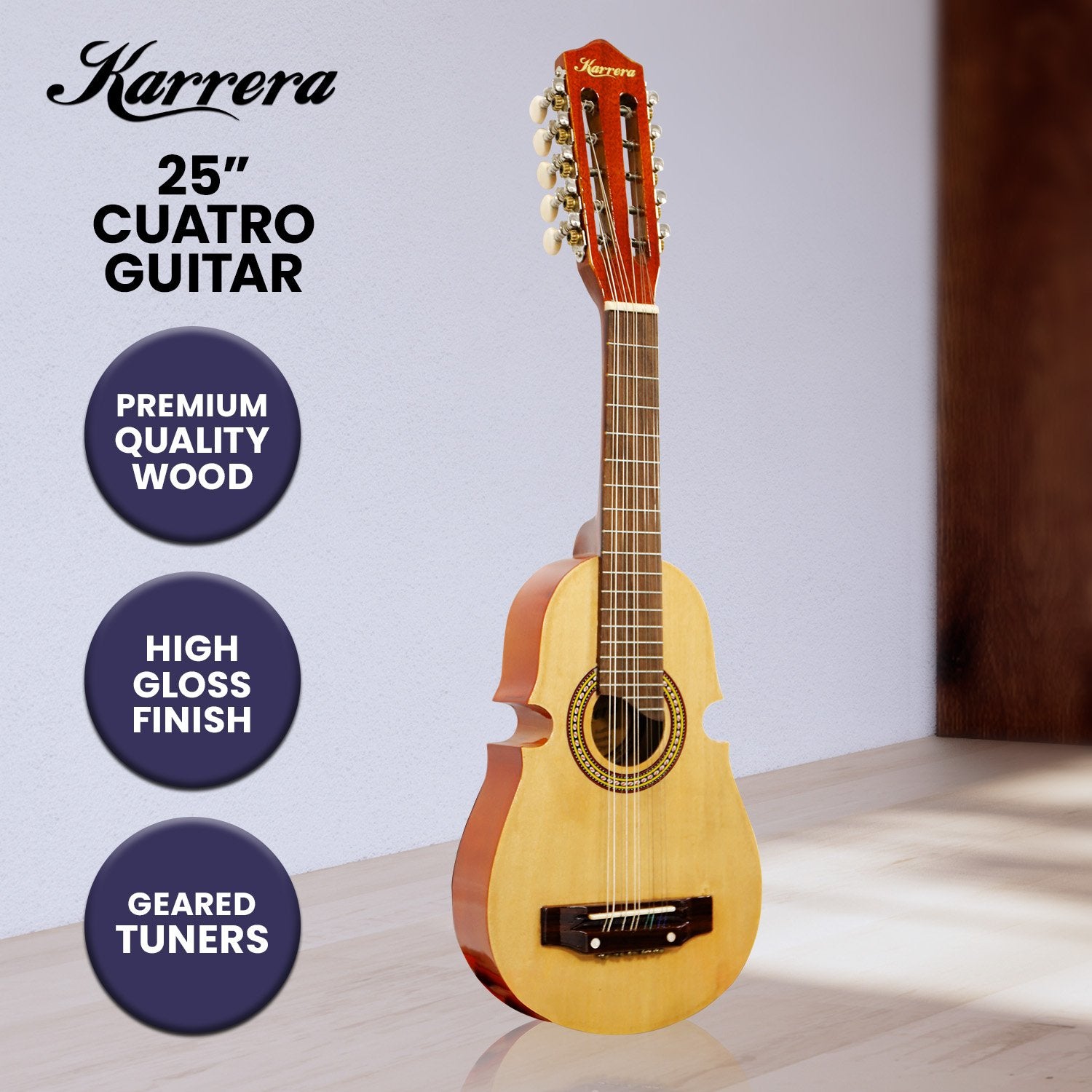 Karrera 25in Cuatro Guitar - Natural - SILBERSHELL