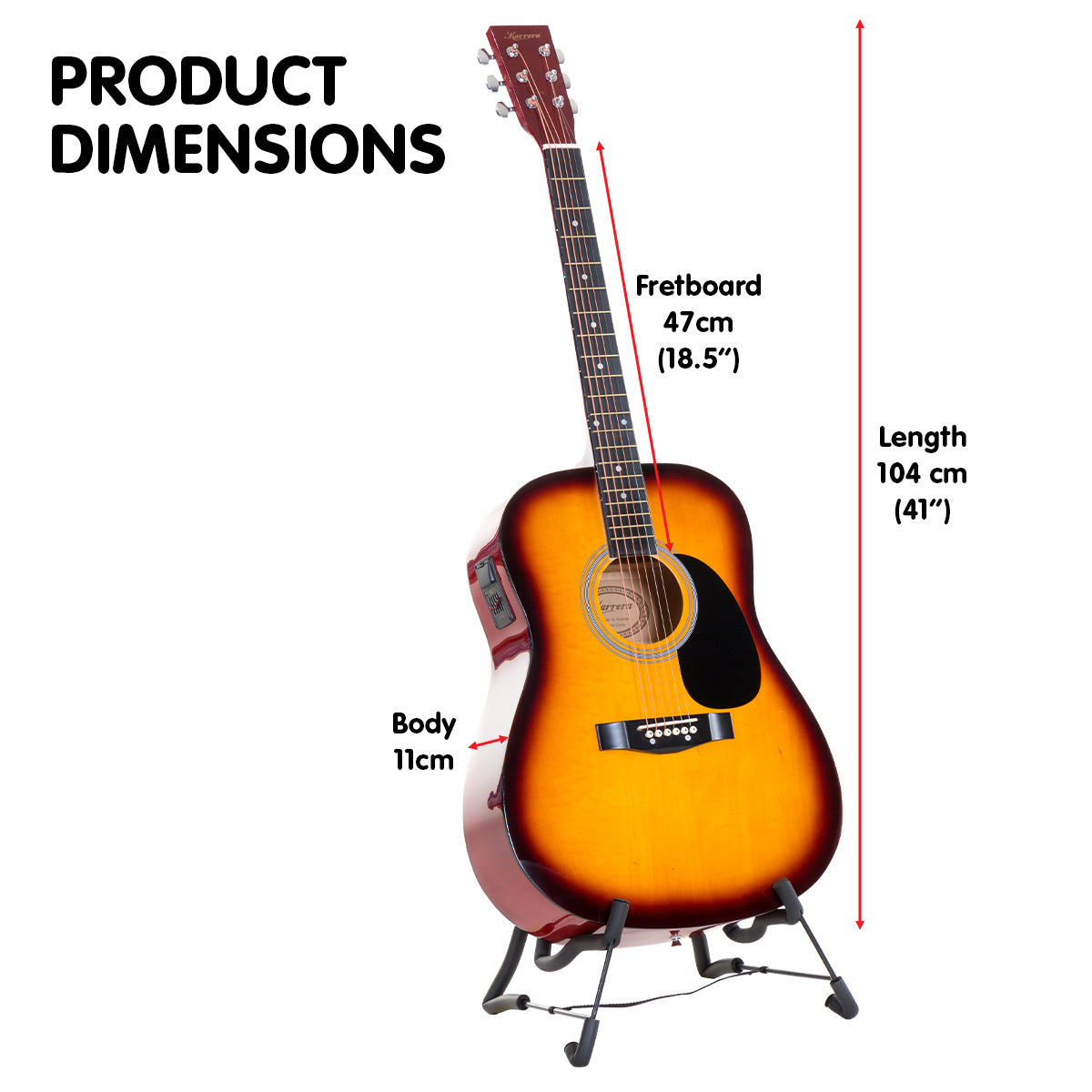 Karrera Electronic Acoustic Guitar 41in  - Sunburst - SILBERSHELL