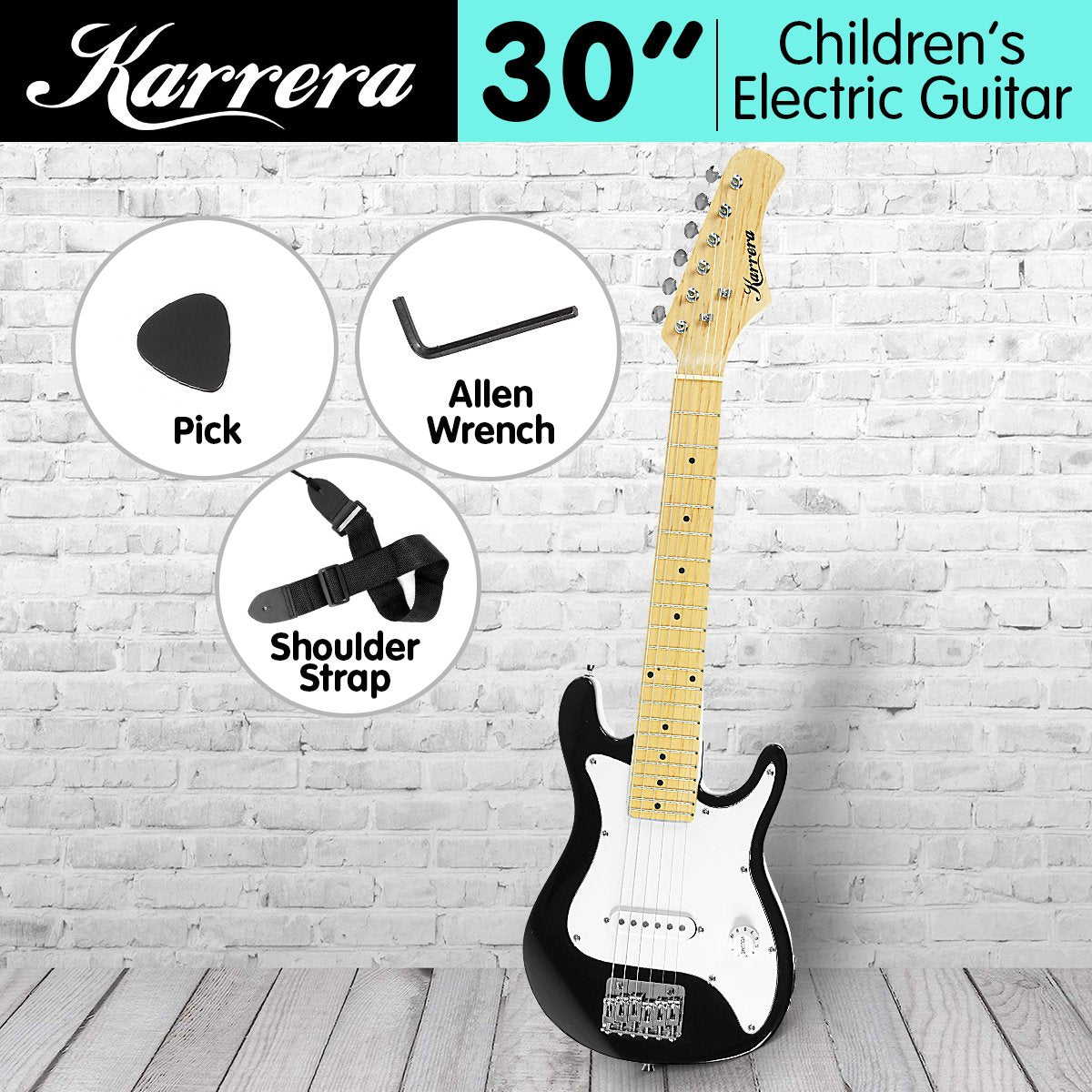 Karrera Electric Childrens Guitar Kids - Black - SILBERSHELL