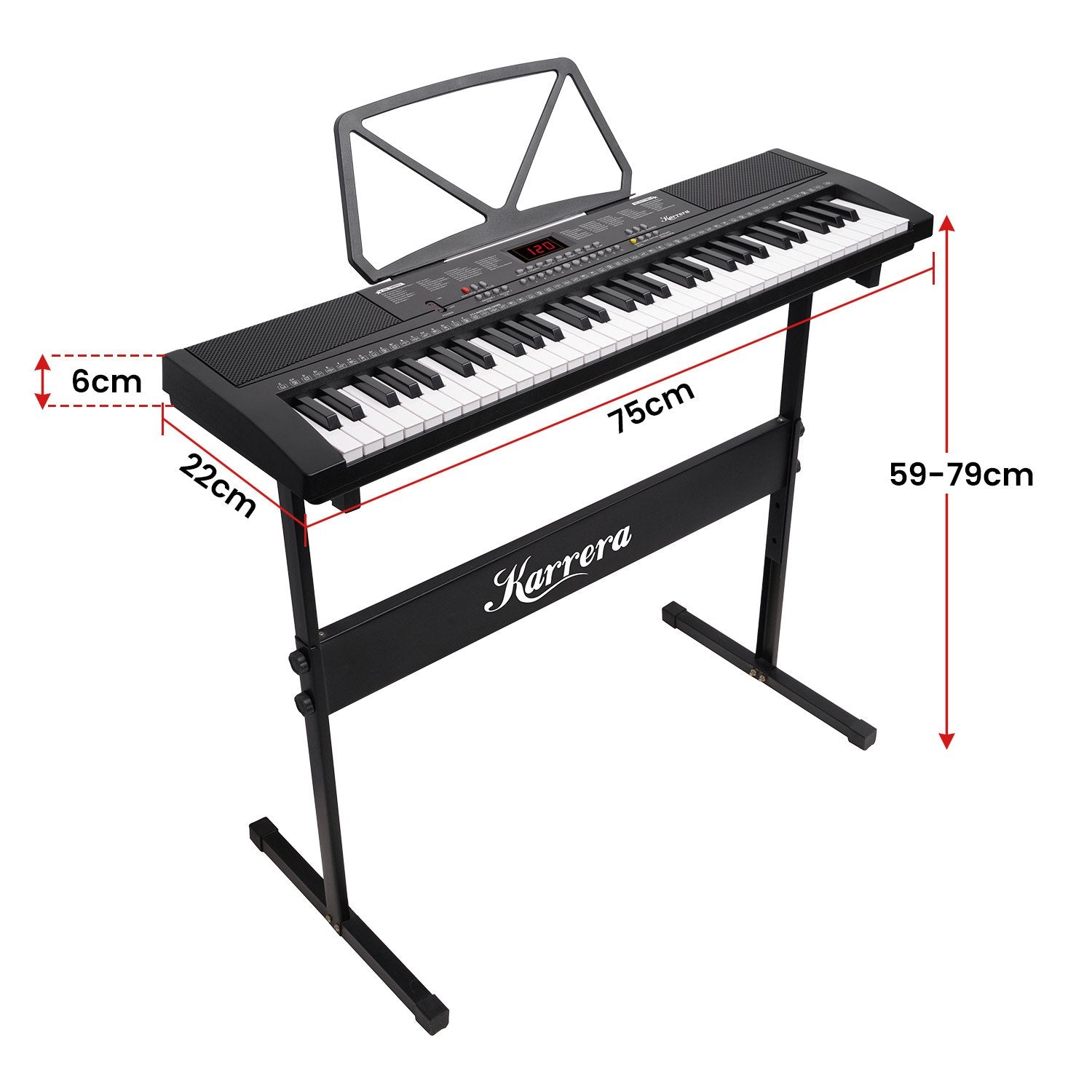 Karrera 61-Key Electronic Piano Keyboard 75cm with Stand - Black - SILBERSHELL