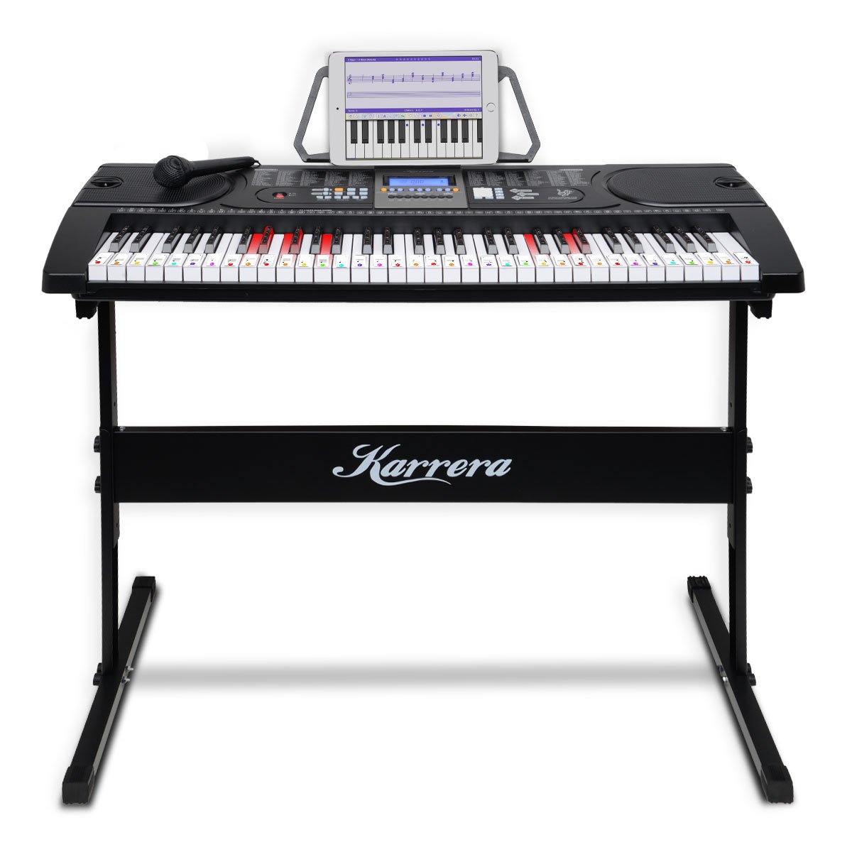 Karrera 61 Keys Electronic LED Keyboard Piano with Stand - Black - SILBERSHELL