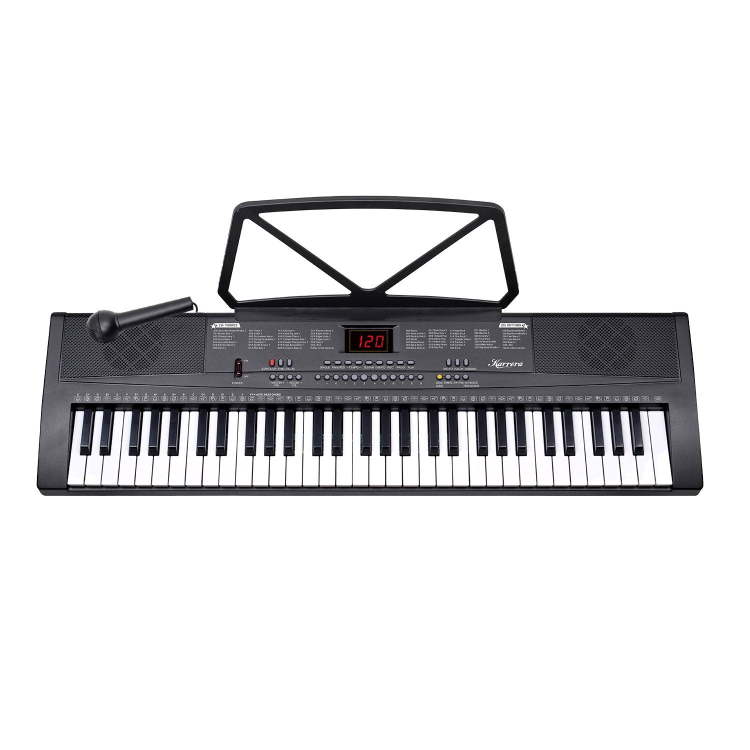 Karrera 61-key Electronic Led Keyboard 75cm Portable Piano In Black With Microphone Input, Headphone Output, 255 Timbres & Rhythms - SILBERSHELL