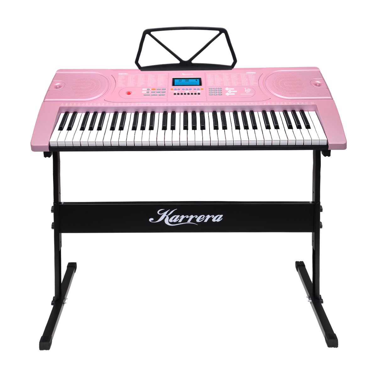 Karrera 61 Keys Electronic Keyboard Piano Music with Stand - Pink - SILBERSHELL