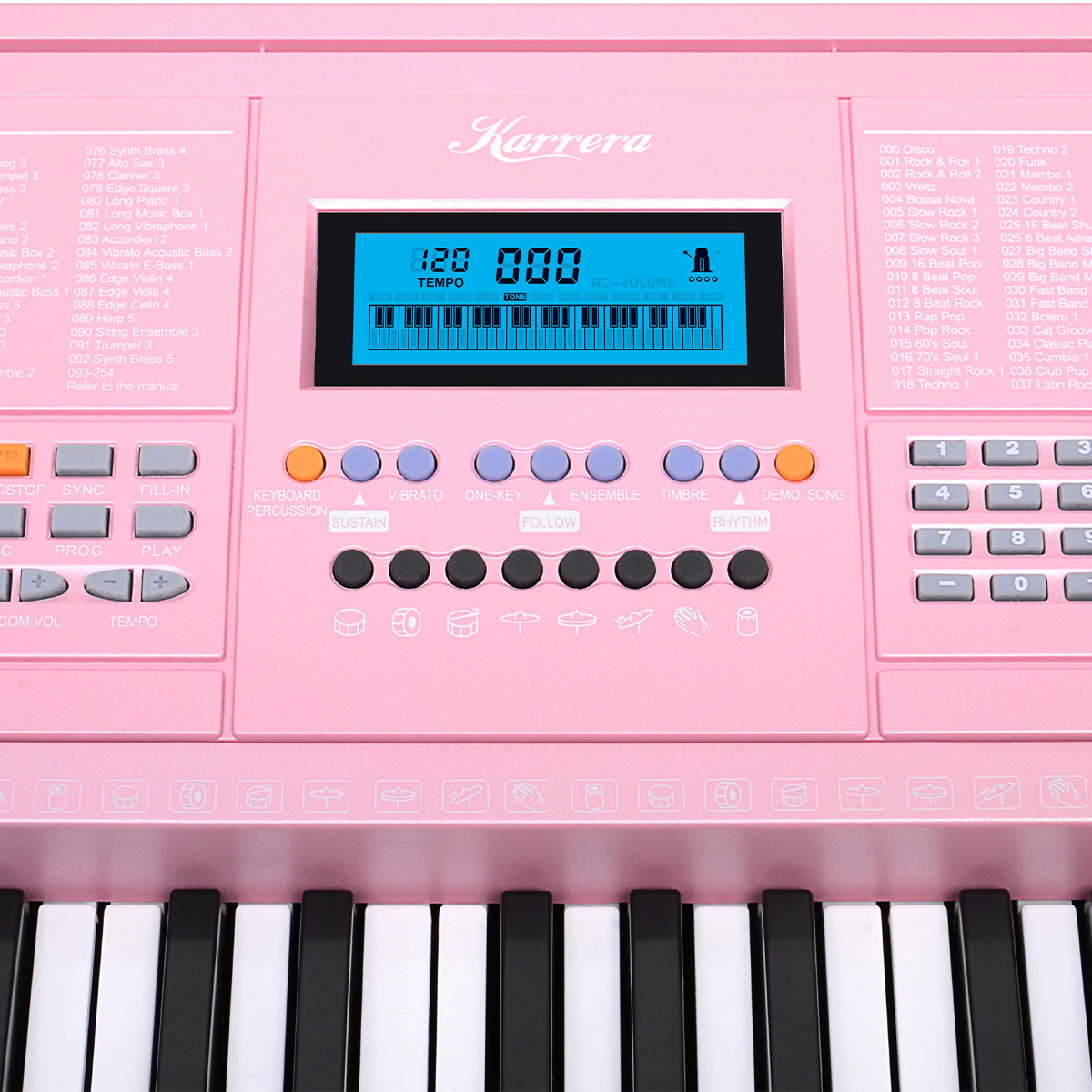 Karrera 61 Keys Electronic Keyboard Piano Music with Stand - Pink - SILBERSHELL