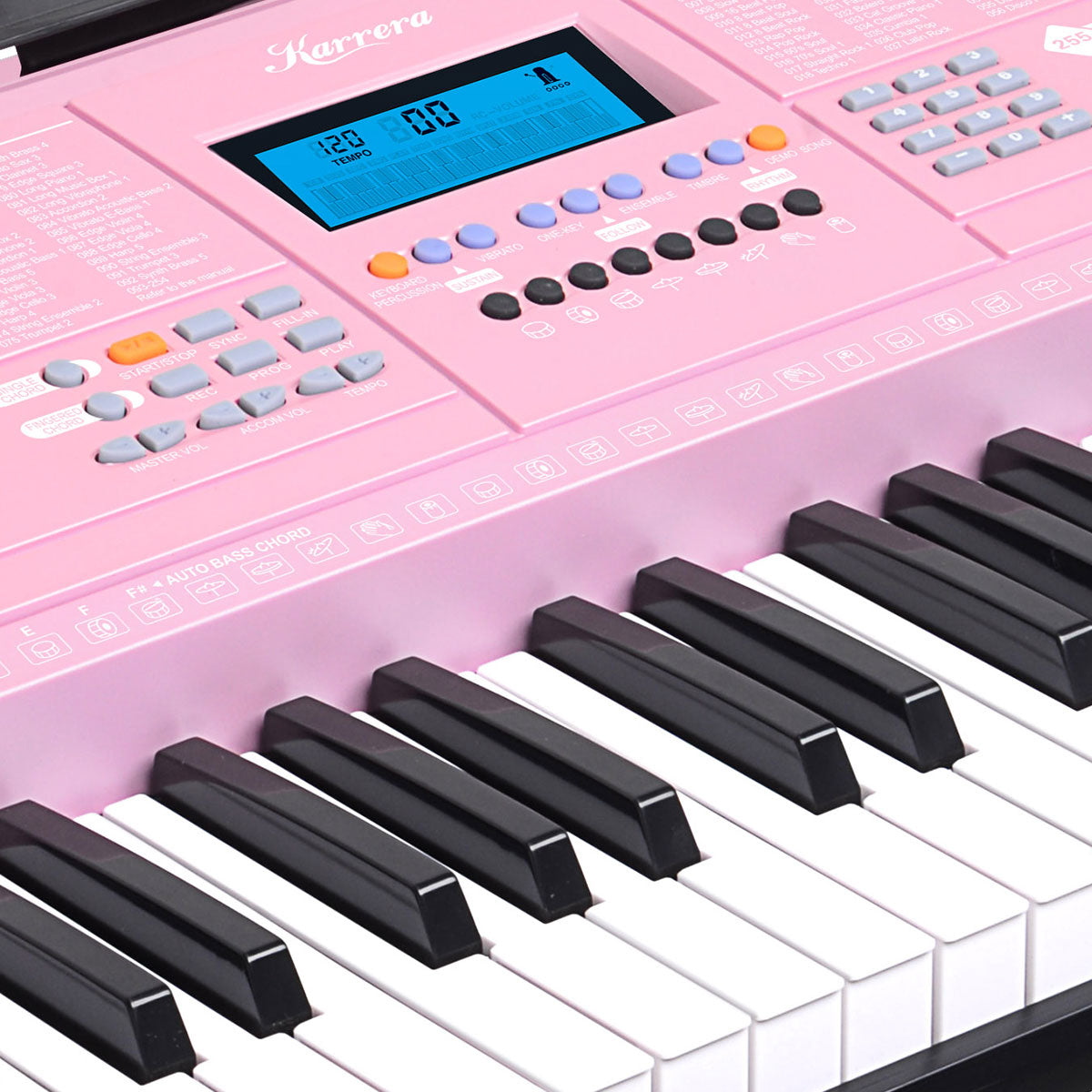 Karrera 61 Keys Electronic Keyboard Piano Music with Stand - Pink - SILBERSHELL