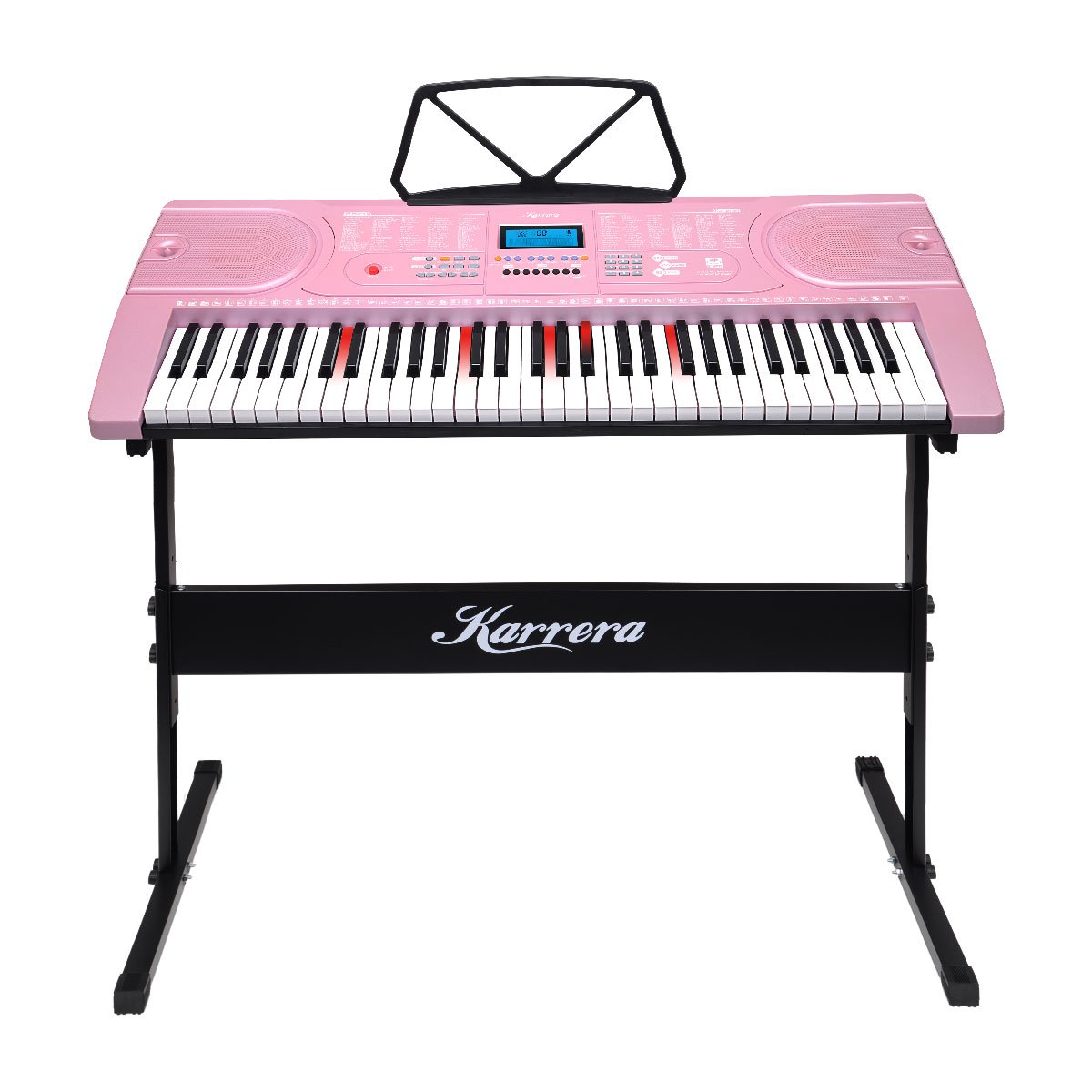 Karrera 61 Keys Electronic LED Piano Keyboard with Stand - Pink - SILBERSHELL