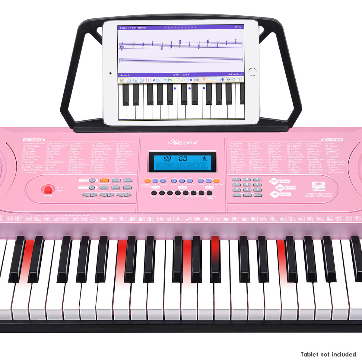 Karrera 61 Keys Electronic LED Piano Keyboard with Stand - Pink - SILBERSHELL