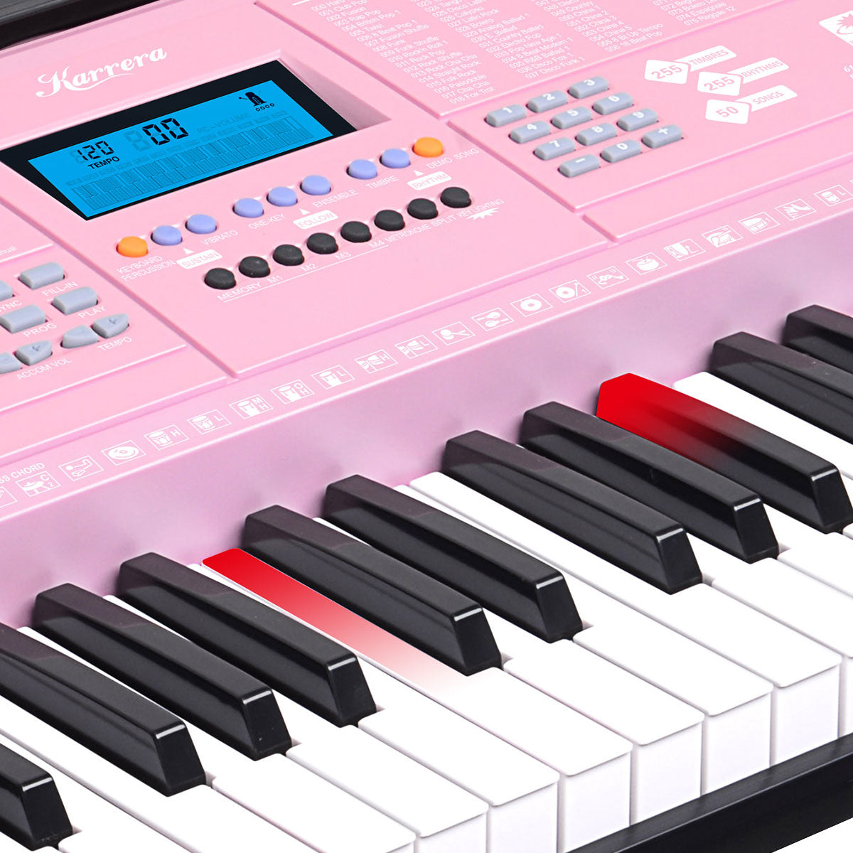 Karrera 61 Keys Electronic LED Piano Keyboard with Stand - Pink - SILBERSHELL