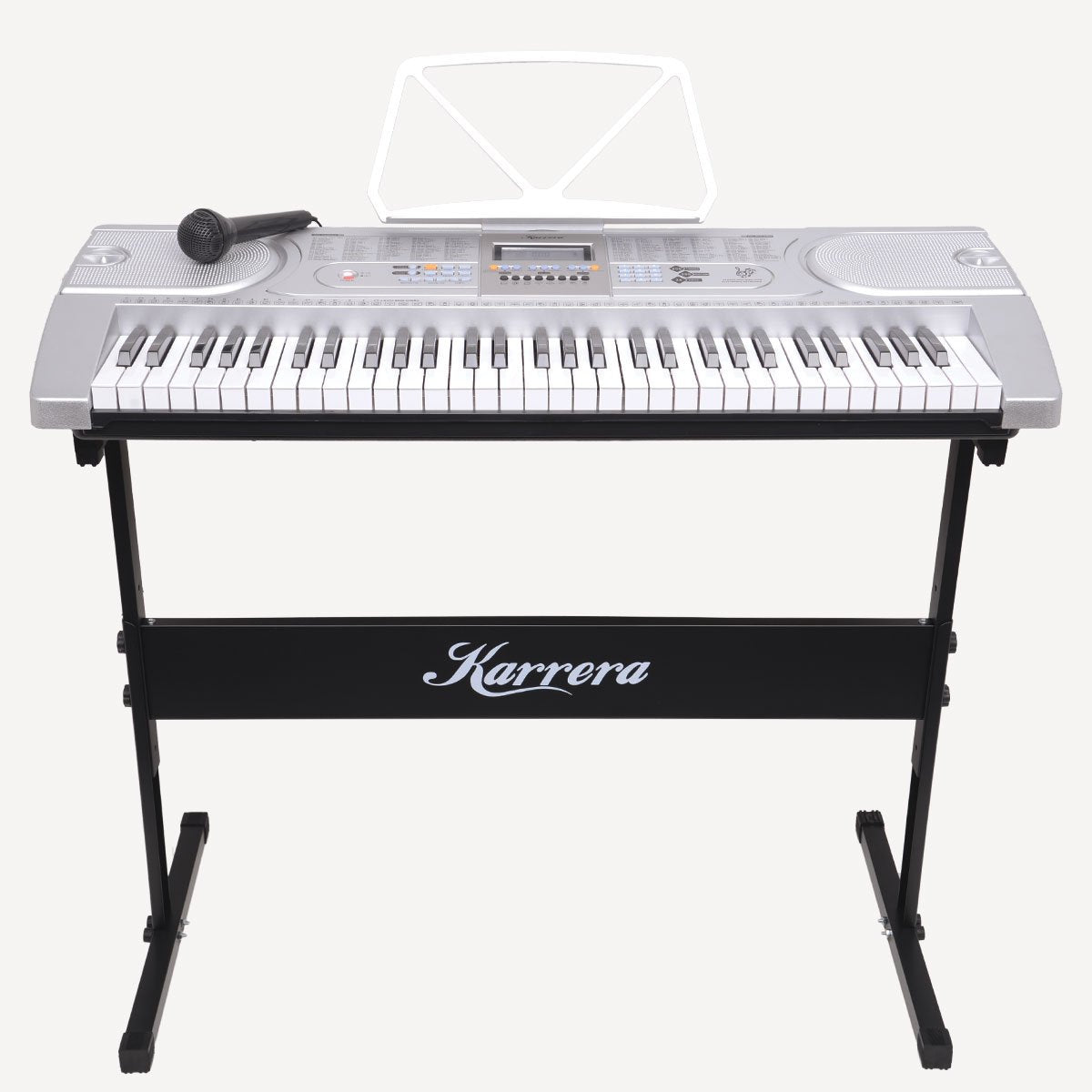 Karrera 61 Keys Electronic Keyboard Piano with Stand - Silver - SILBERSHELL