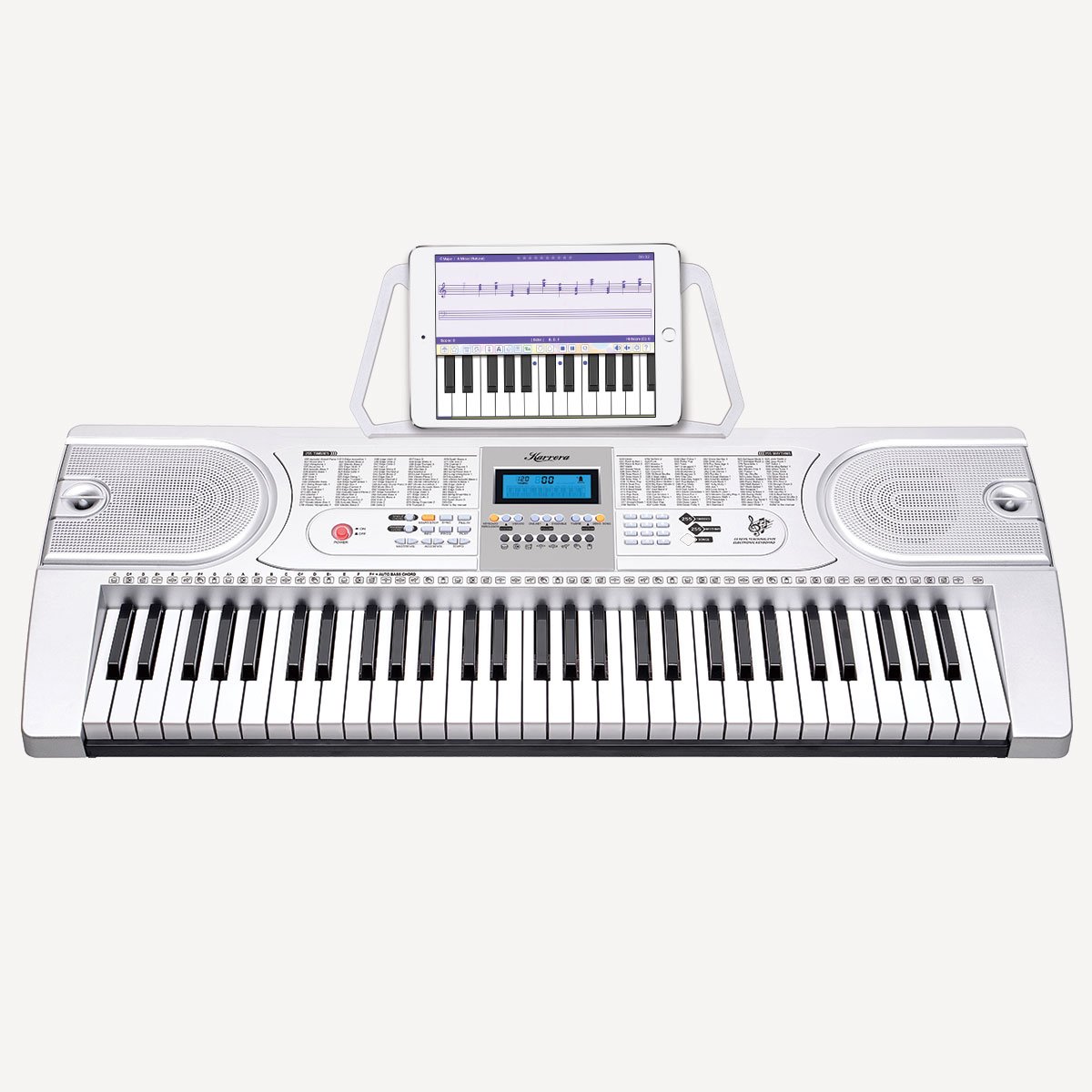 Karrera 61 Keys Electronic Keyboard Piano with Stand - Silver - SILBERSHELL