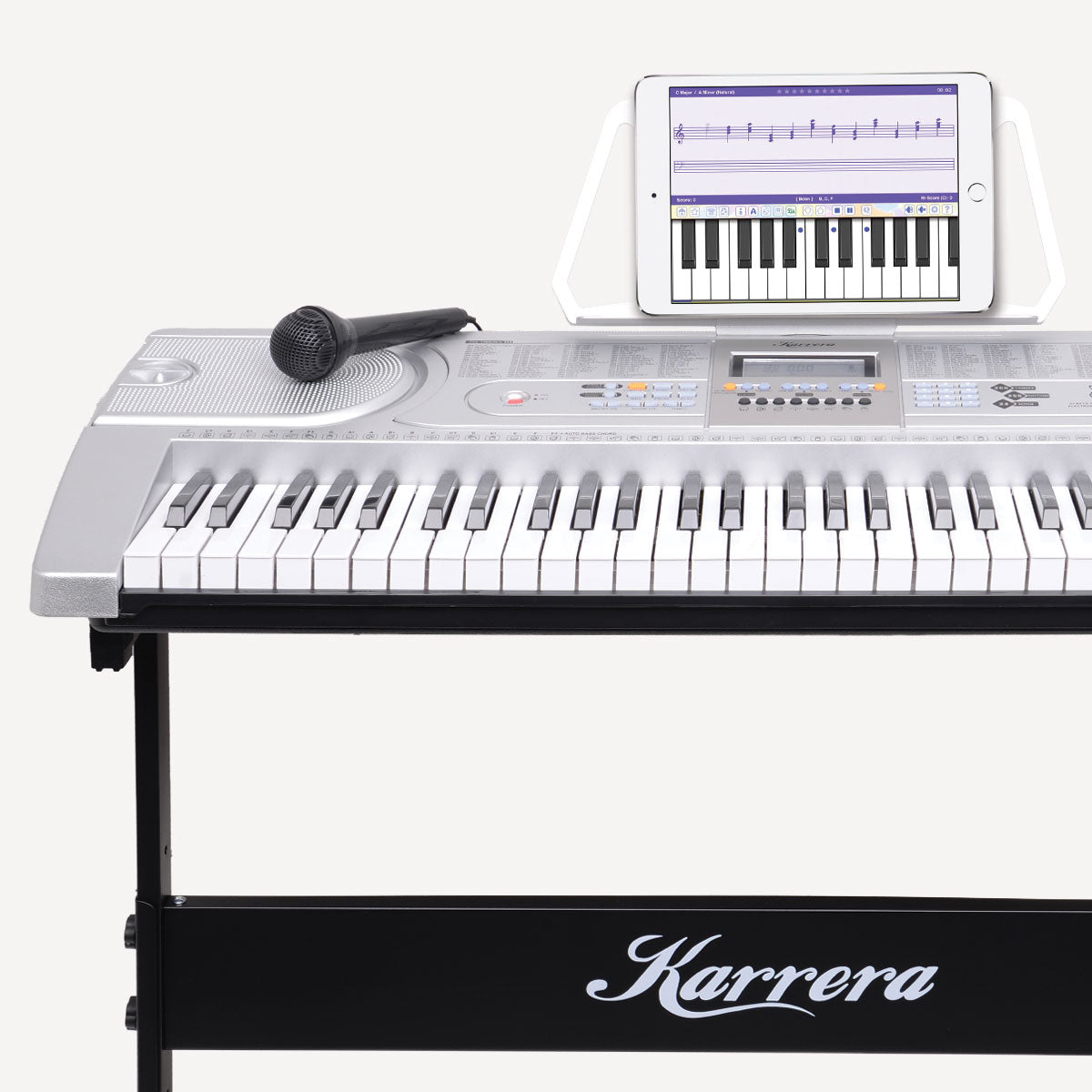 Karrera 61 Keys Electronic Keyboard Piano with Stand - Silver - SILBERSHELL