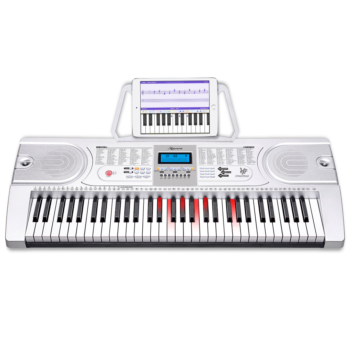 Karrera 61 Keys Electronic LED Keyboard Piano with Stand - Silver - SILBERSHELL