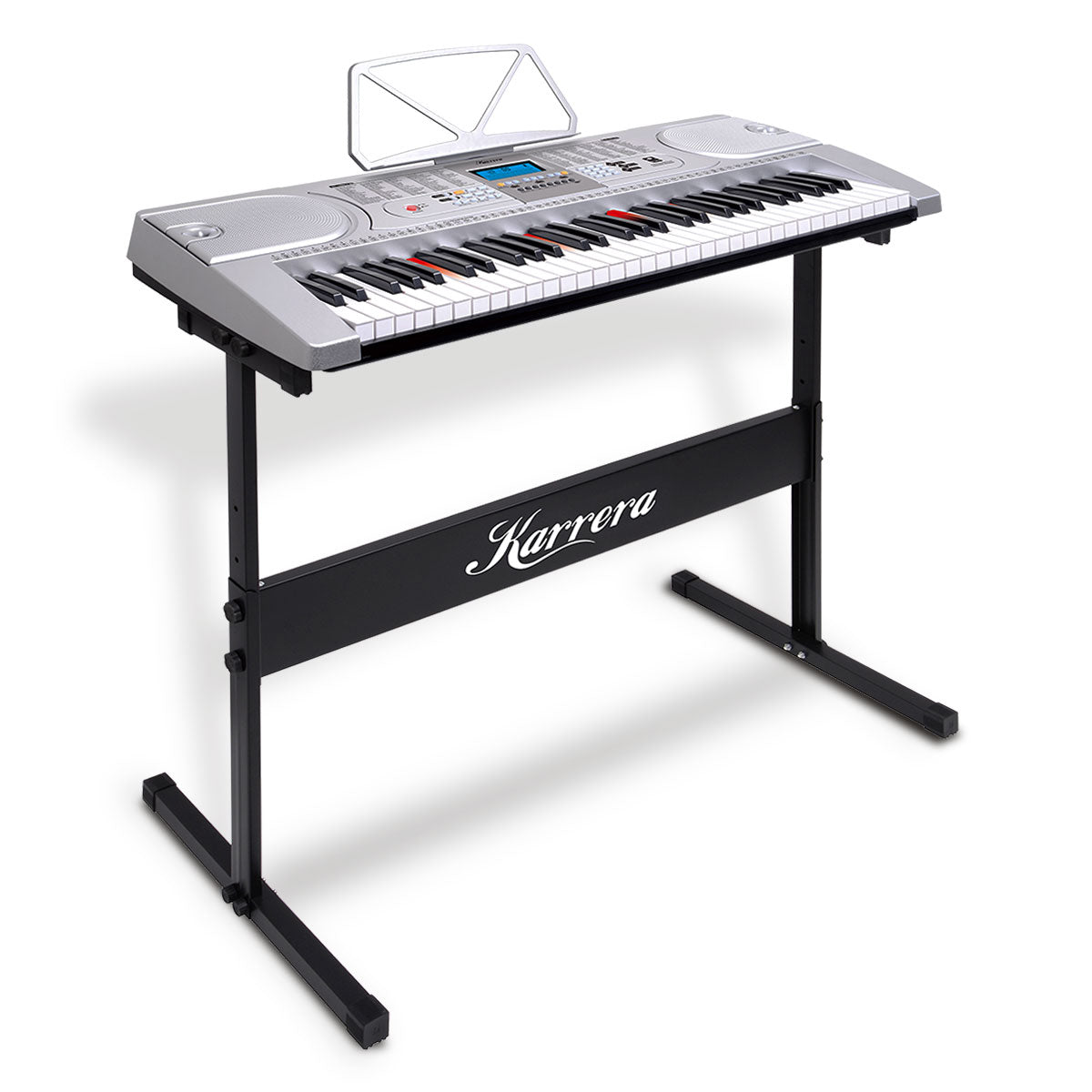 Karrera 61 Keys Electronic LED Keyboard Piano with Stand - Silver - SILBERSHELL