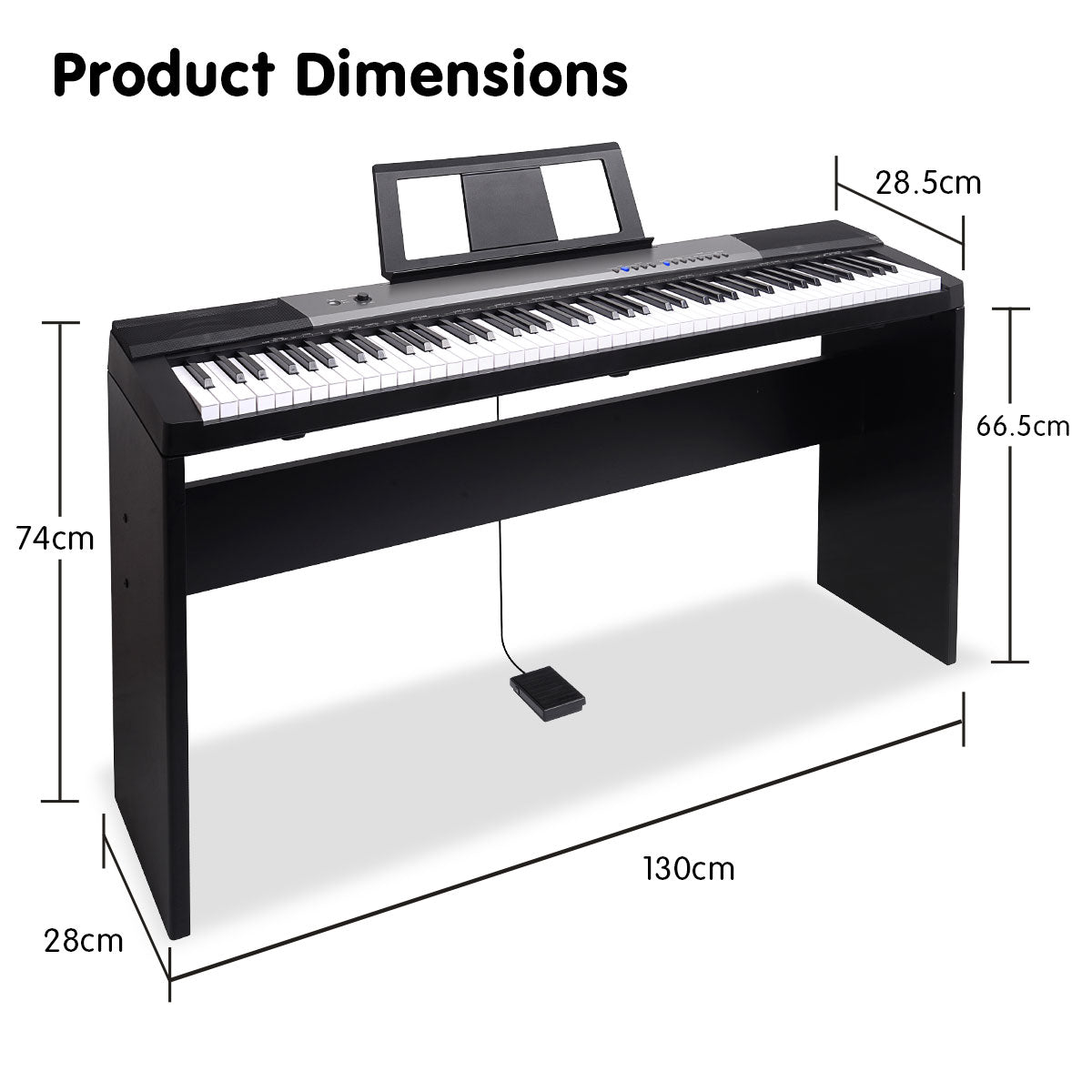 Karrera 88 Keys Electronic Keyboard Piano with Stand Black - SILBERSHELL