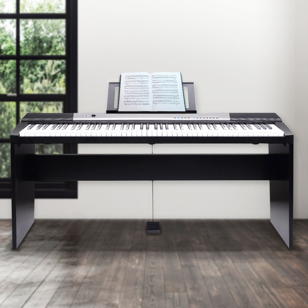 Karrera 88 Keys Electronic Keyboard Piano with Stand Black - SILBERSHELL