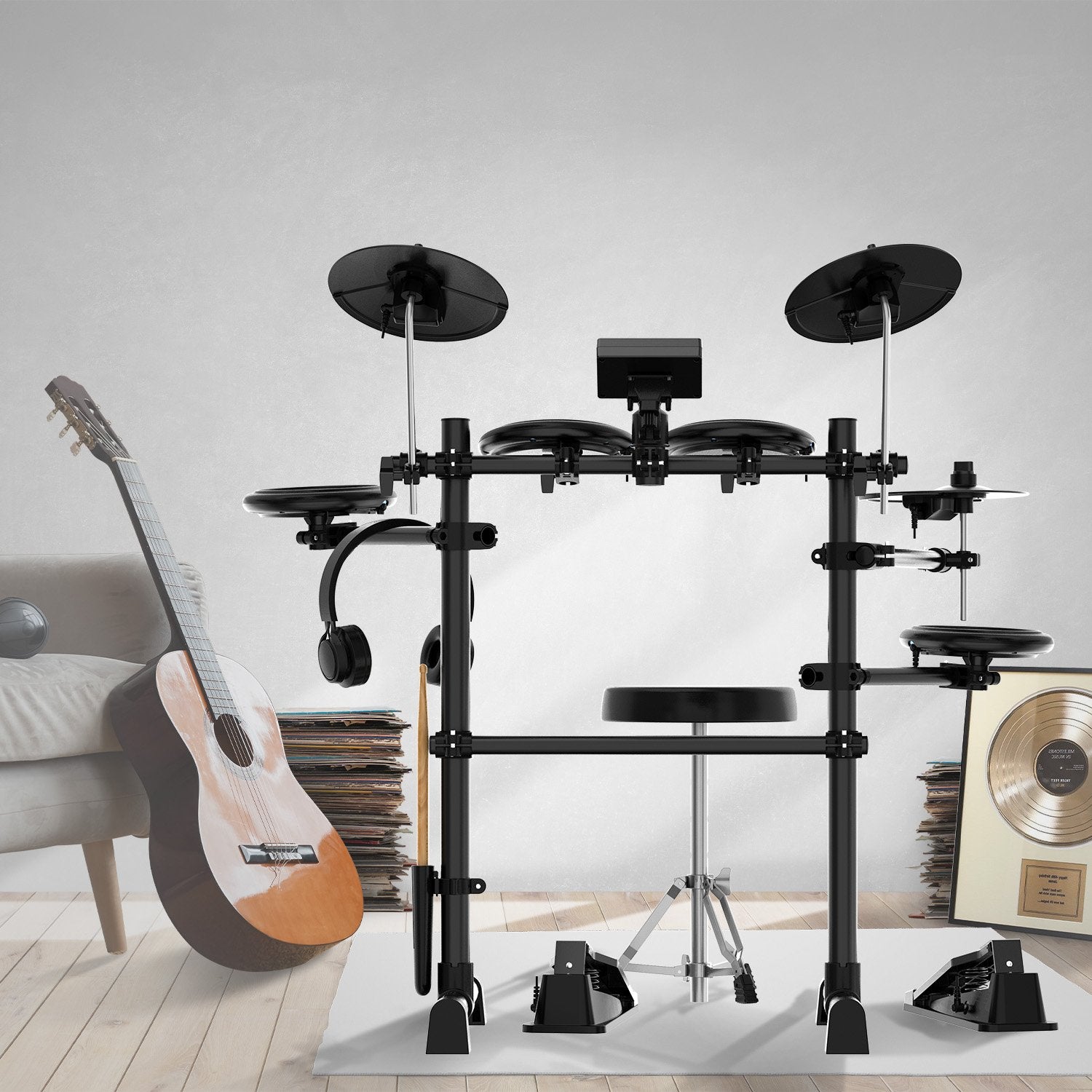 Karrera TDX-16 Electronic Drum Kit with Pedals - SILBERSHELL