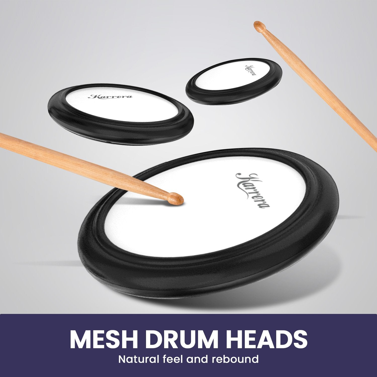 Karrera X23 Electronic Drum Kit With Quiet Mesh Drum Heads, Editable Sound Kits, Kick Pedal And Silicone Kick Drum, Usb Midi And 420 Sound - SILBERSHELL
