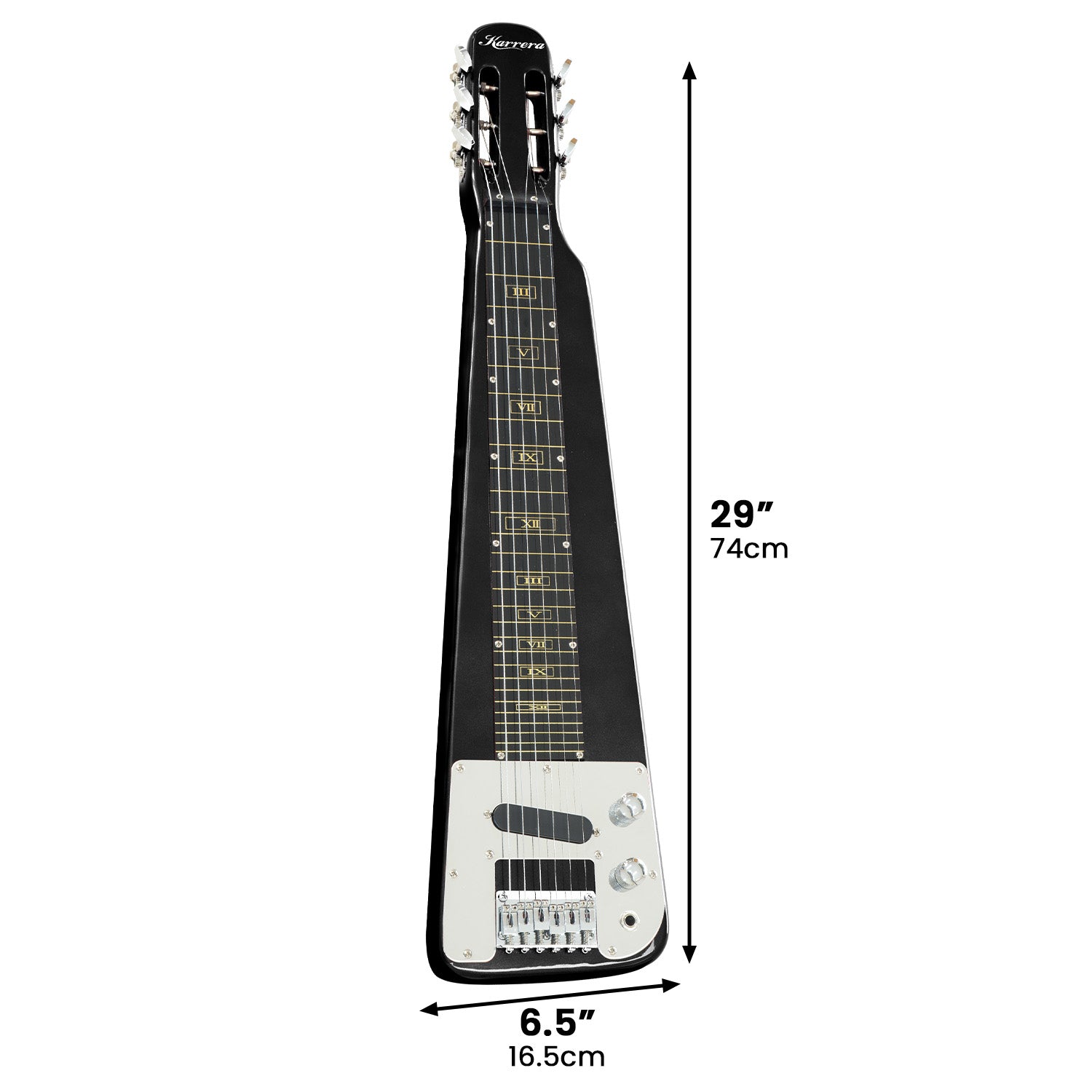 Karrera 29in 6-String Lap Steel Hawaiian Guitar - Black - SILBERSHELL