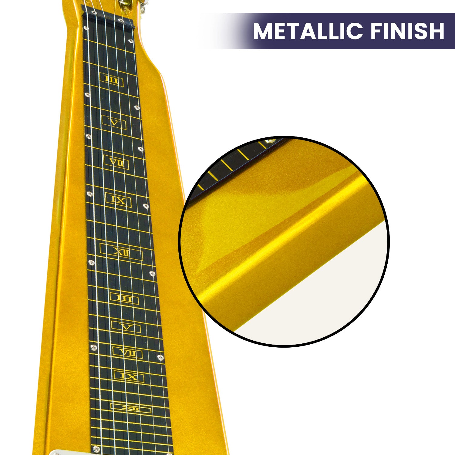 Karrera 29in 6-String Lap Steel Hawaiian Guitar - Metallic Gold - SILBERSHELL