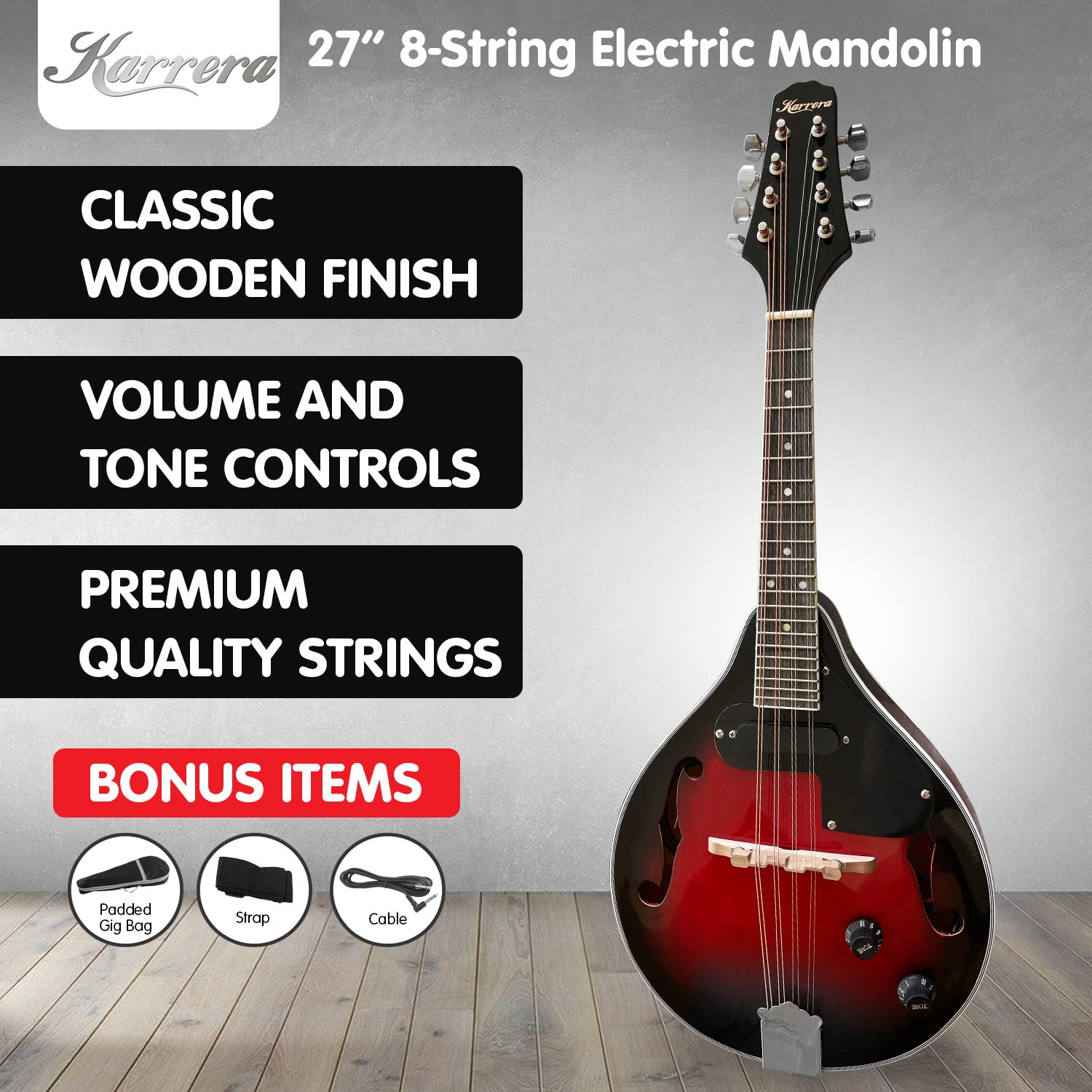 Karrera 8-String Electric Mandolin - SILBERSHELL