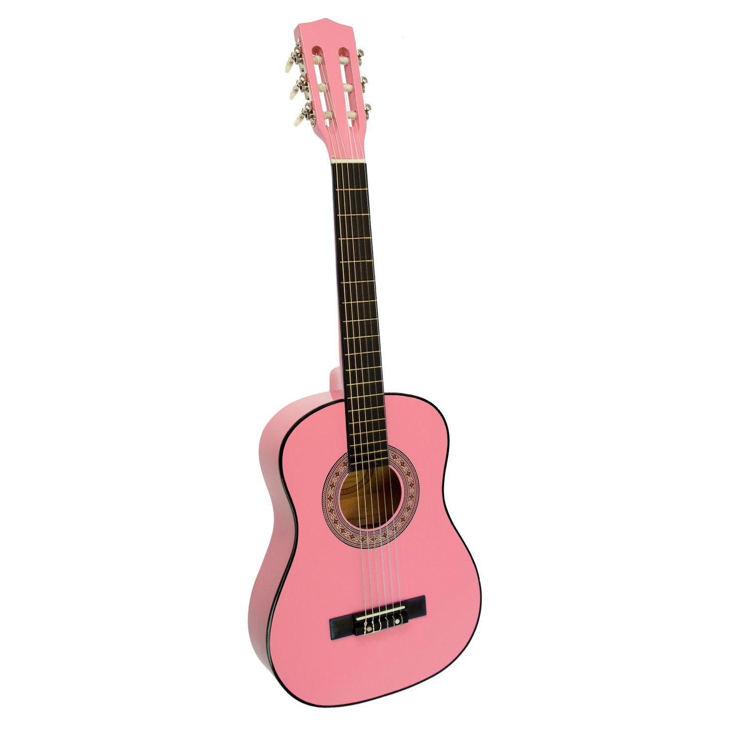 Karrera 34in Acoustic Wooden Childrens Guitar - Pink - SILBERSHELL