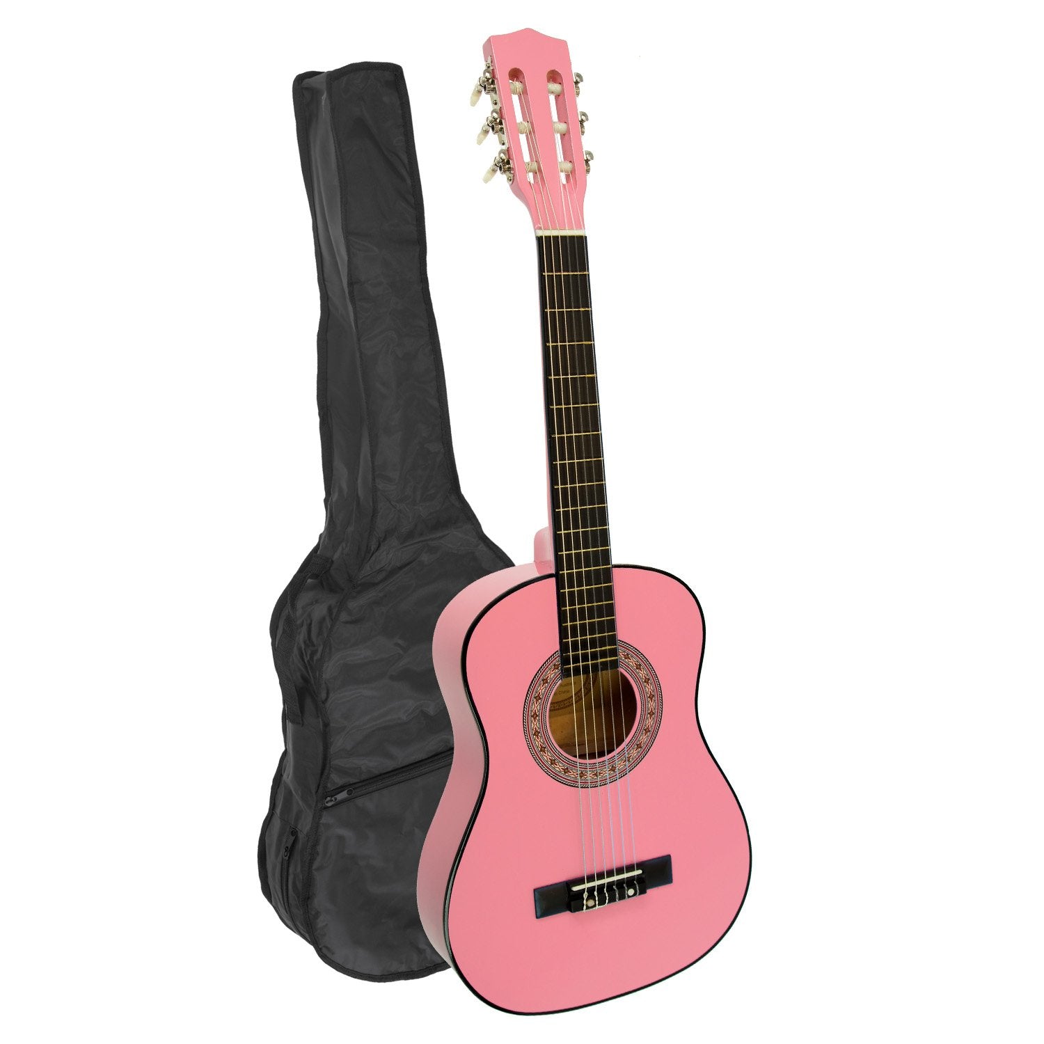 Karrera 34in Acoustic Wooden Childrens Guitar - Pink - SILBERSHELL