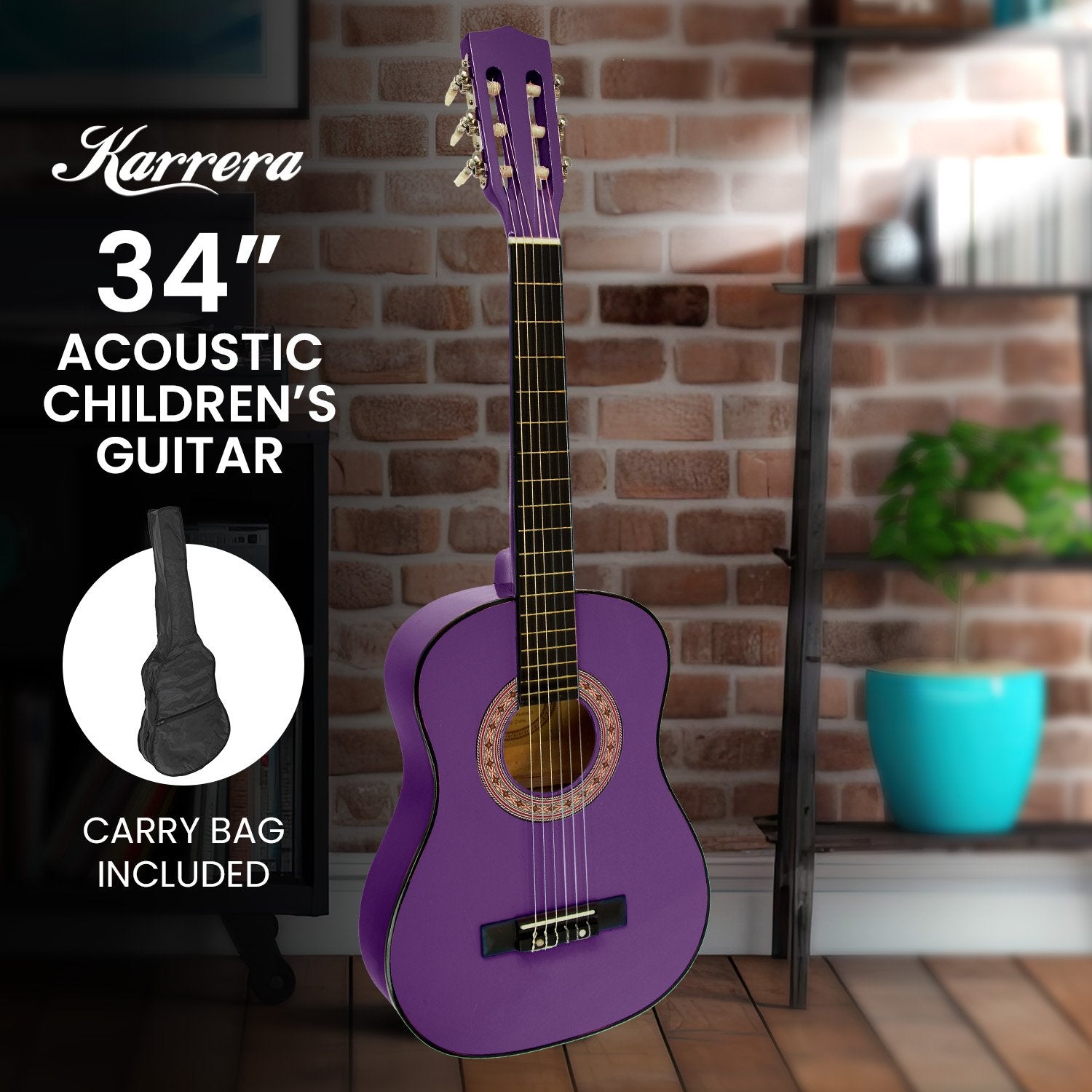 Karrera 34in Acoustic Children no cut Guitar - Purple - SILBERSHELL