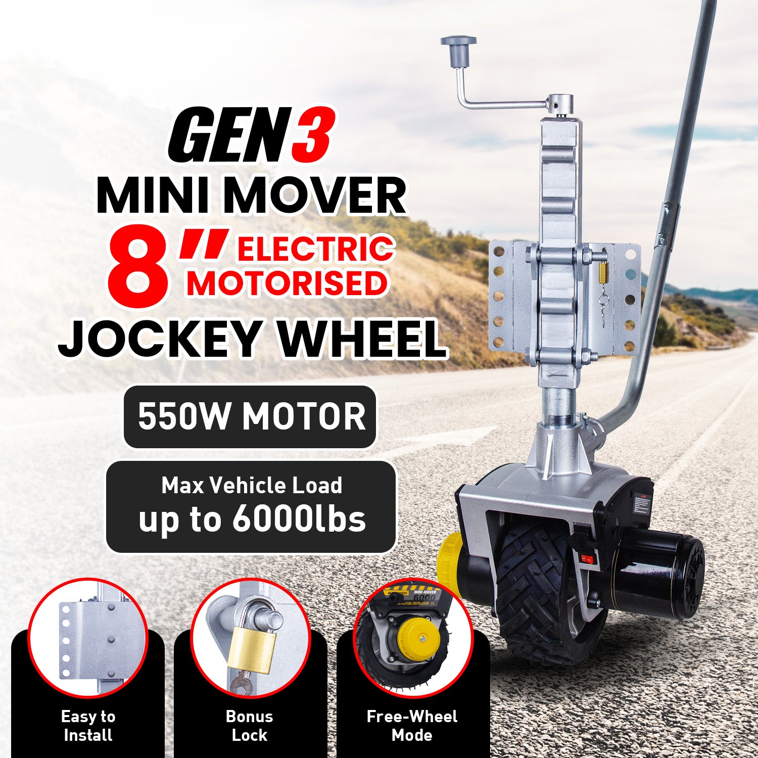 Mini Mover Gen3 Electric Motorised Jockey Wheel 12v 550w - SILBERSHELL