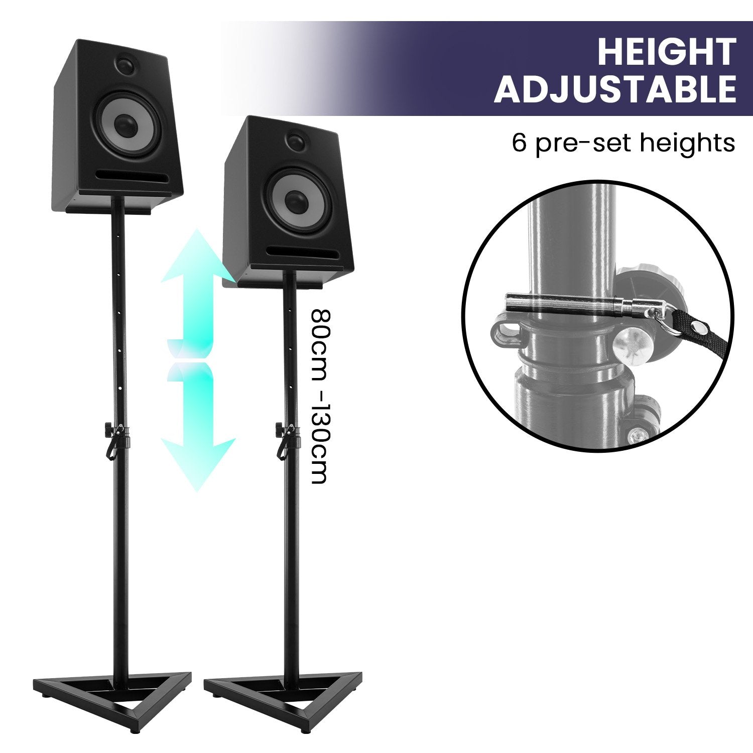 Karrera Adjustable Floor Speaker Stand Surround Sound - Black - SILBERSHELL