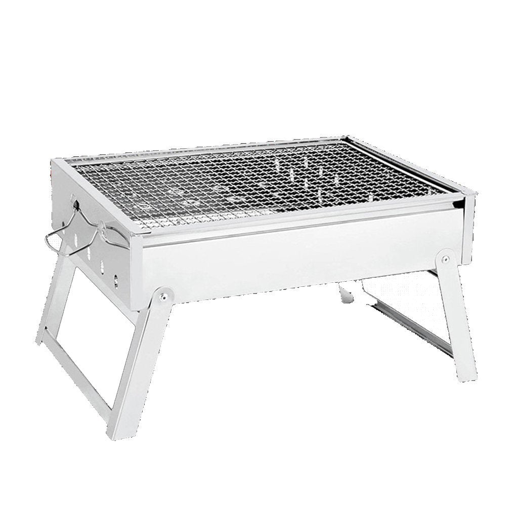 Charcoal BBQ Grill Stainless Steel Portable Outdoor Steel Rack Roaster Smoker - SILBERSHELL