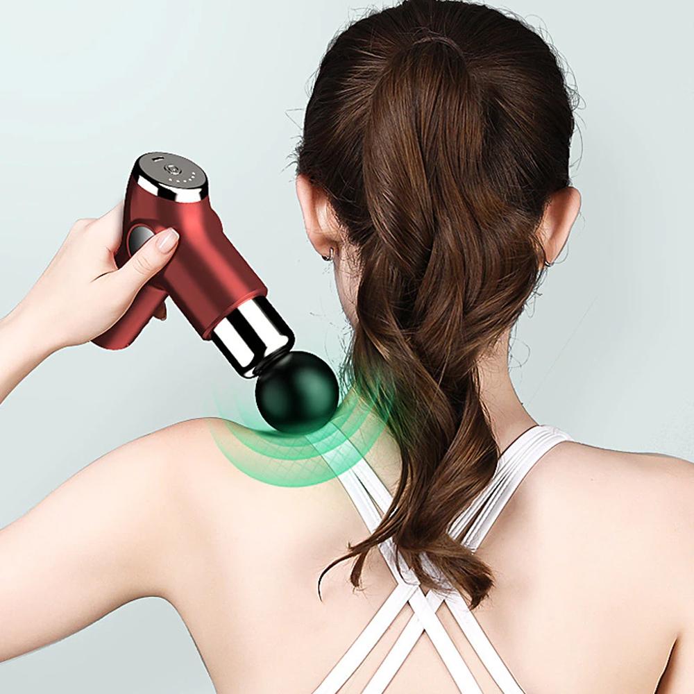 Mini Massage Gun Percussion Massager Muscle Relaxing Therapy Deep Tissue LCD Red