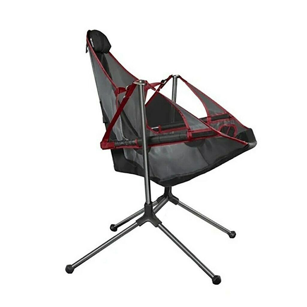 Camping Chair Foldable Swing Luxury Recliner Relaxation Swinging Comfort Lean Back Outdoor Folding Chair Outdoor Freestyle Portable Folding Rocking Chair Black - SILBERSHELL