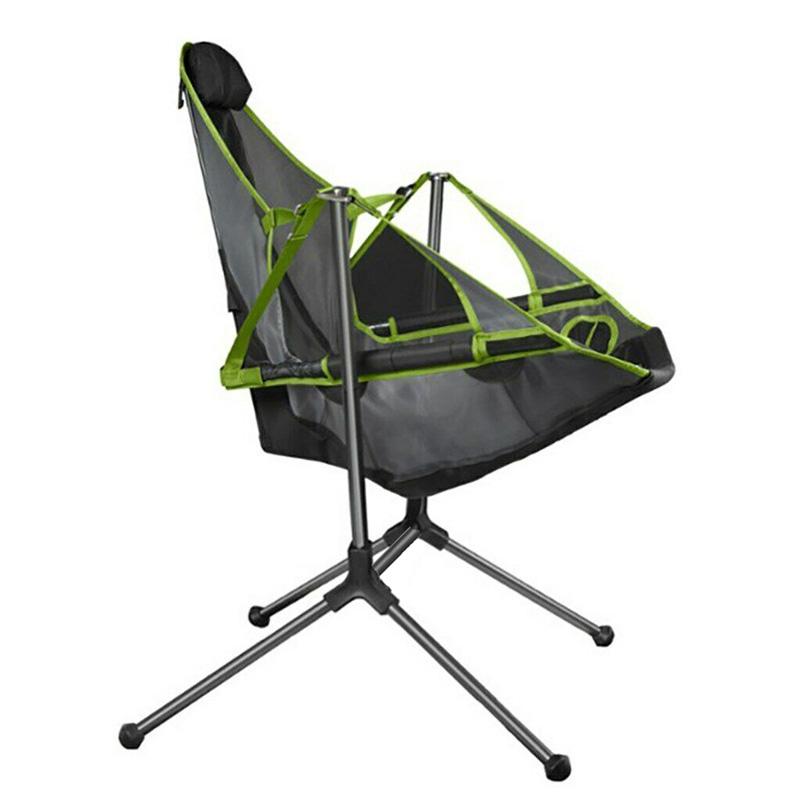 Camping Chair Foldable Swing Luxury Recliner Relaxation Swinging Comfort Lean Back Outdoor Folding Chair Outdoor Freestyle Portable Folding Rocking Chair Black - SILBERSHELL