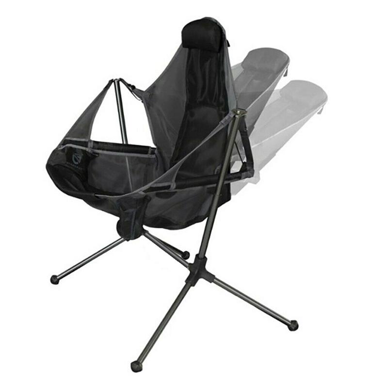 Camping Chair Foldable Swing Luxury Recliner Relaxation Swinging Comfort Lean Back Outdoor Folding Chair Outdoor Freestyle Portable Folding Rocking Chair Grey - SILBERSHELL