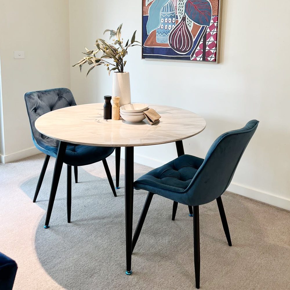 Round MDF Marbling Dining Table - SILBERSHELL