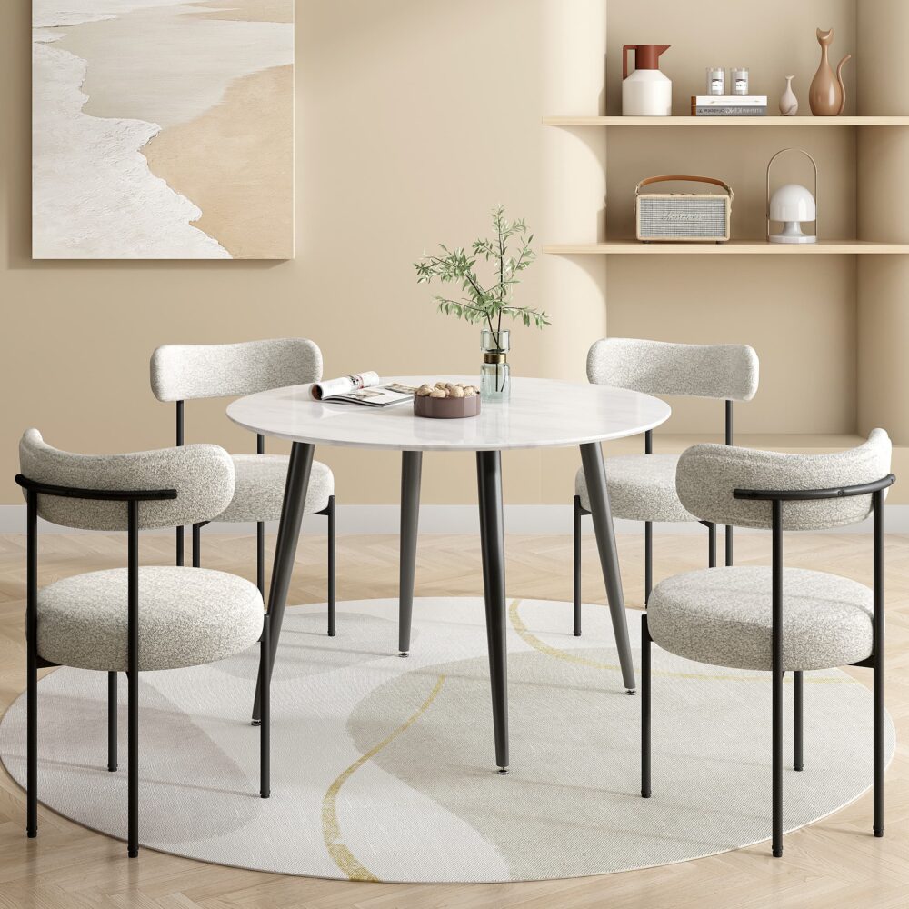 Round MDF Marbling Dining Table - SILBERSHELL