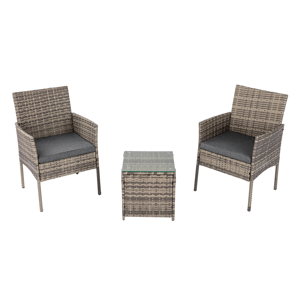 2 Seater PE Rattan Outdoor Furniture Chat Set- Mixed Grey - SILBERSHELL