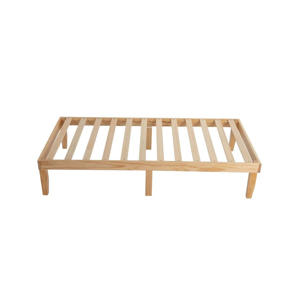 Single Size Warm Wooden Natural Bed Base Frame – Single