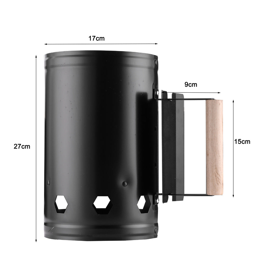 Fast Fire Starter Bucket BBQ Charcoal Chimney Starter Stainless Steel Easy Start Fire - SILBERSHELL