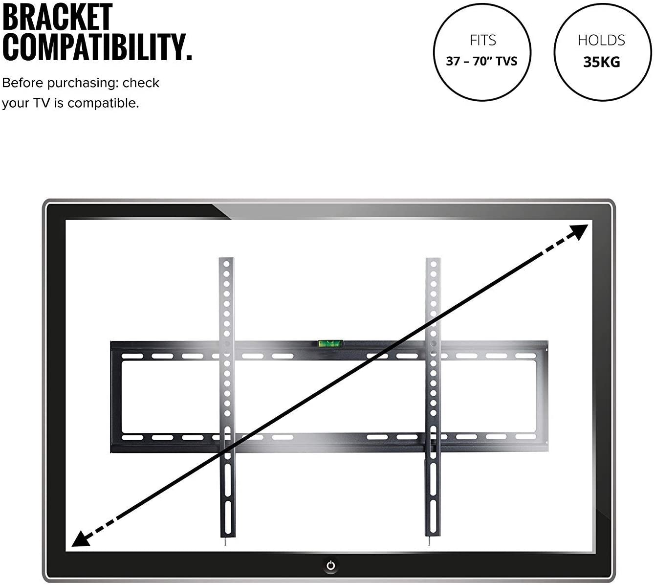 32-70 Inch Fixed TV Wall Mount Bracket TV Bracket Wall Mount up to 75KG - SILBERSHELL