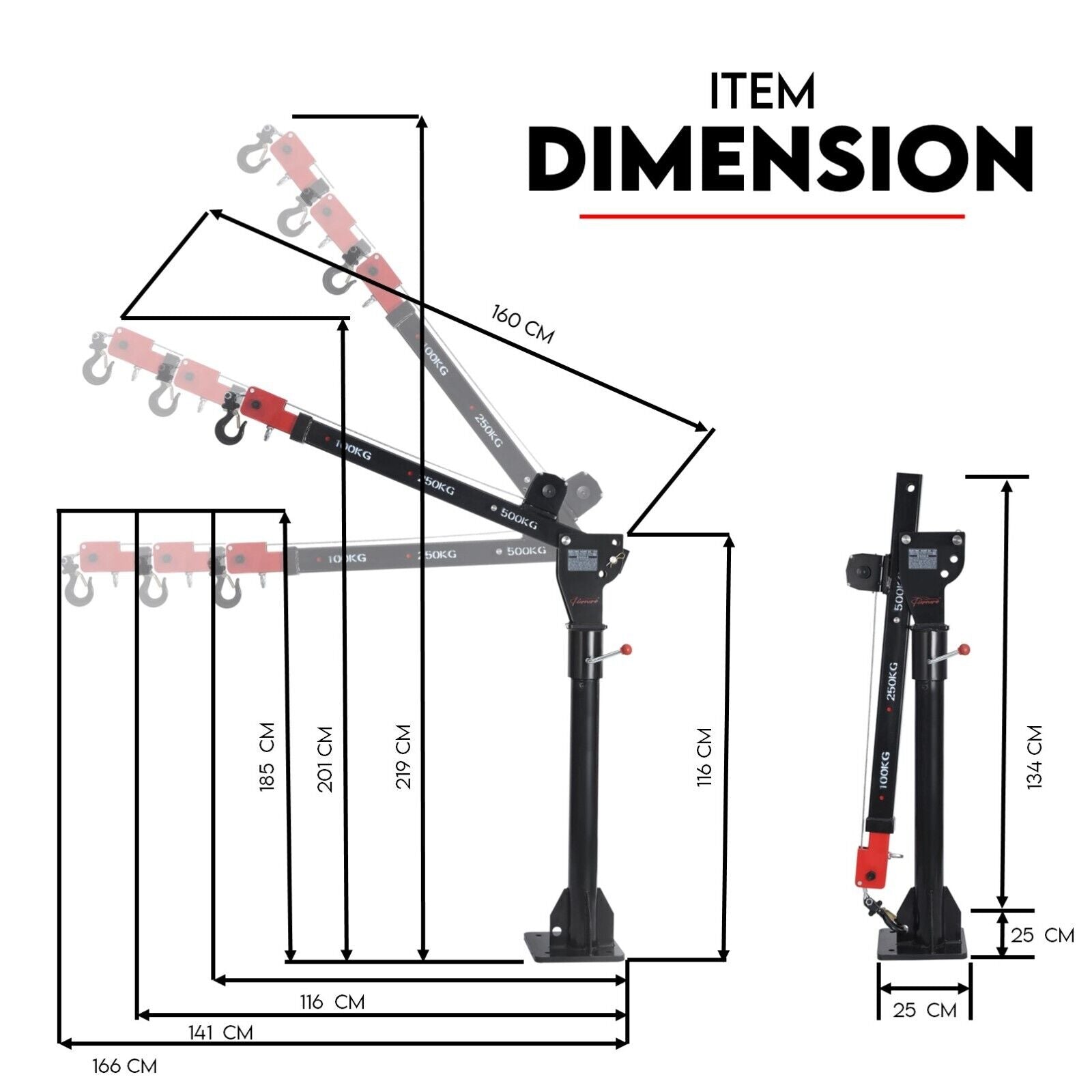 800kg Electric Hoist Winch Crane 12V Swivel Car Truck UTE Lift 360° Pick Up - SILBERSHELL