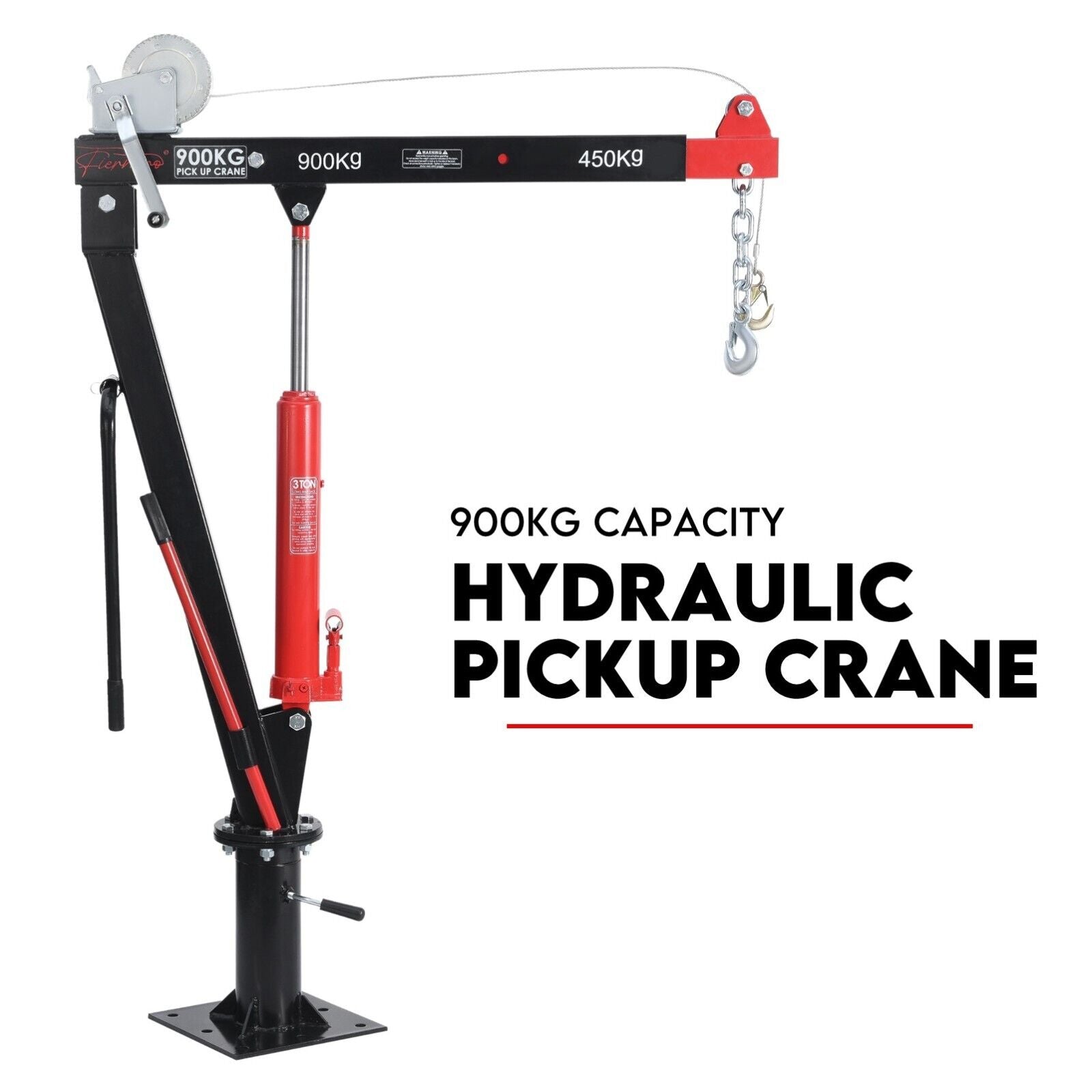 Hydraulic Crane 900kg Pickup Swivel Ute Truck Trailer Lift Hoist Winch Haul - SILBERSHELL