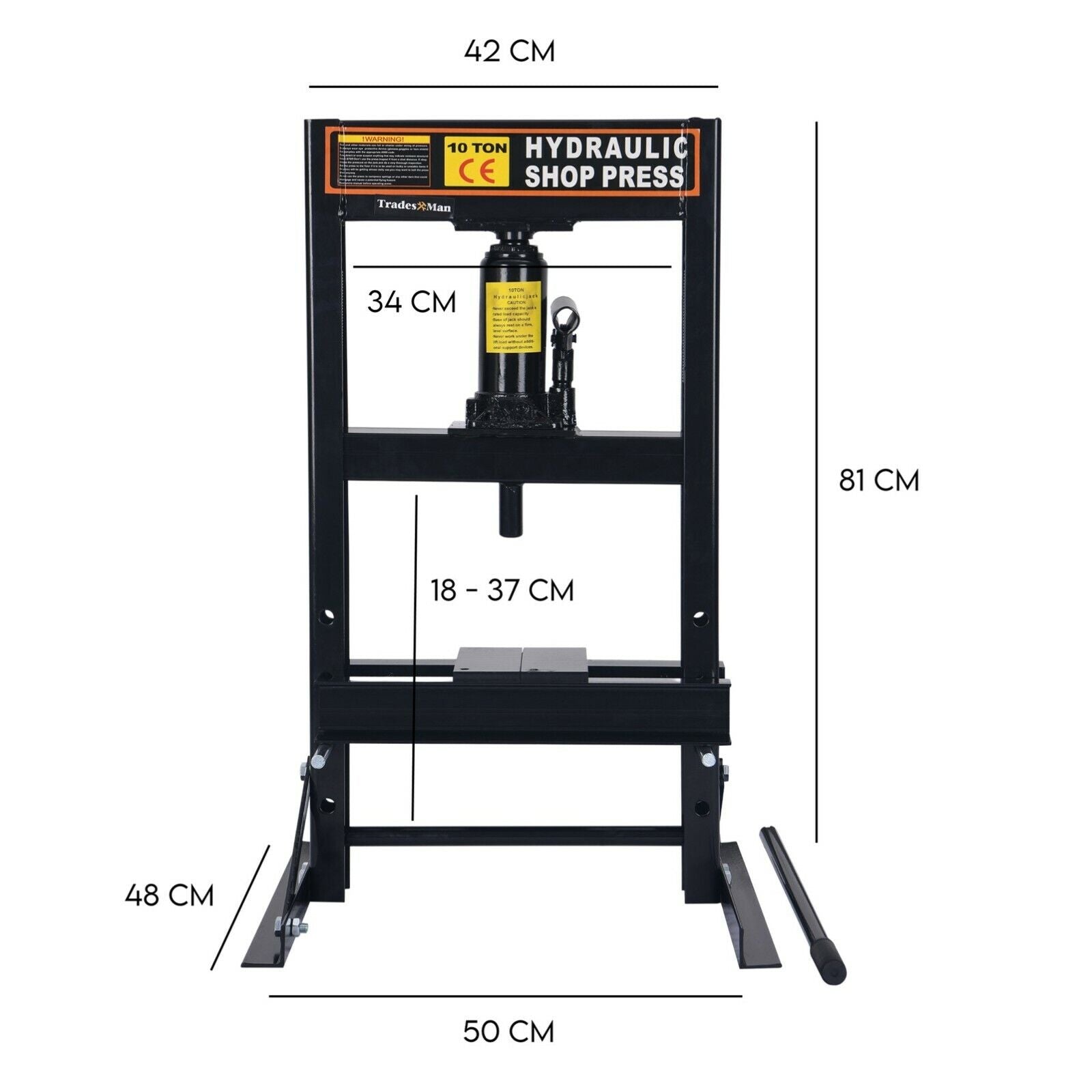 10 Ton Hydraulic Shop Press Workshop Bench Jack Garage Bending Bearing Tool - SILBERSHELL