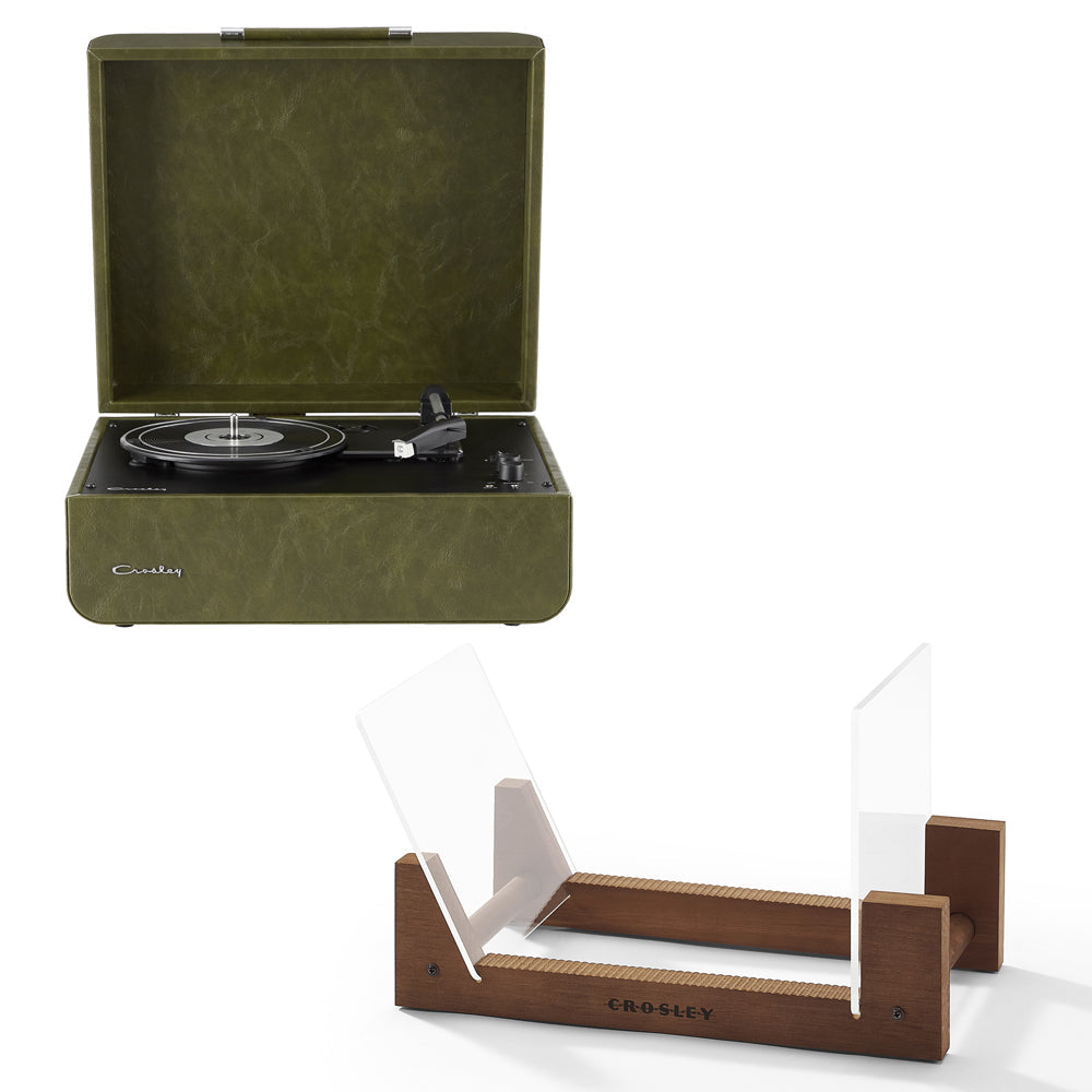 Crosley Mercury Turntable - Green + Bundled Crosley Record Storage Display Stand - SILBERSHELL